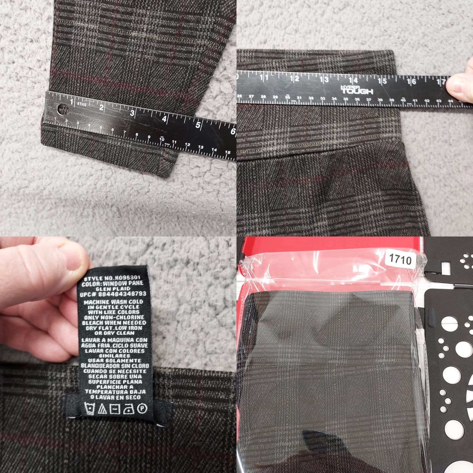 Vintage Tahari Women M Plaid High Waisted Leggings Pull On Pants Ankle Length Skinny Leg Style, Regular Fit, Cruise City Bohemian Preppy Size 32" / US 10 / IT 46 - 8 Thumbnail