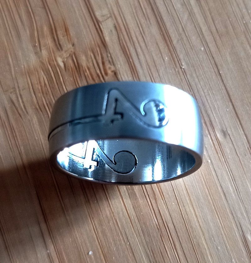 Vintage Vintage Punk Emboss Music Initial Silver Goth Ring Unique Size ONE SIZE - 4 Thumbnail