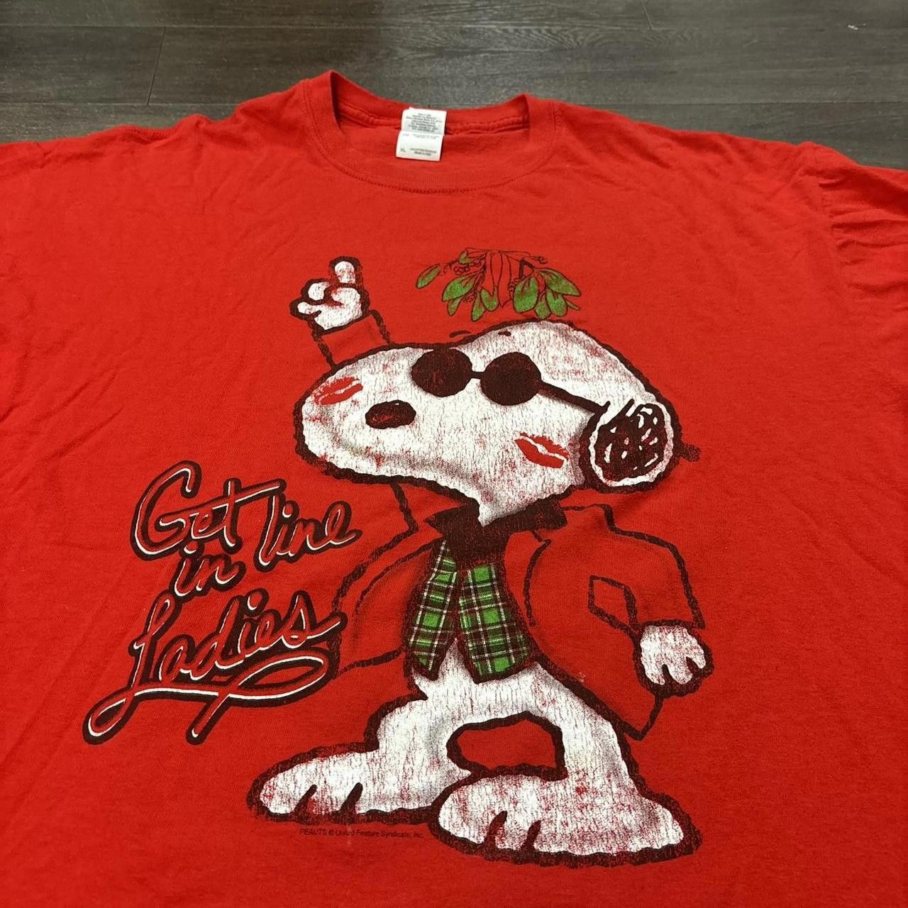 Peanuts vintage snoopy get in line ladies Christmas t shirt 00s XL Size US XL / EU 56 / 4 - 2 Thumbnail