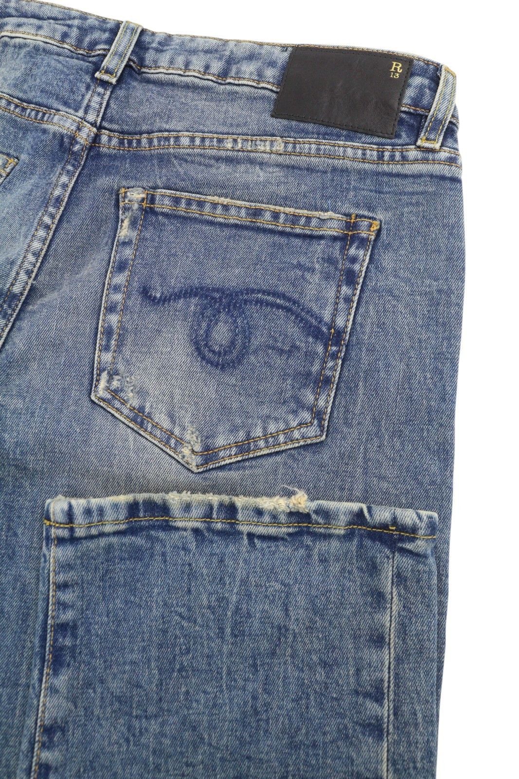 R13 BOY STRAIGHT 28 Kelly Faded Blue RRP699 87183 Size 28" / US 6 / IT 42 - 6 Thumbnail