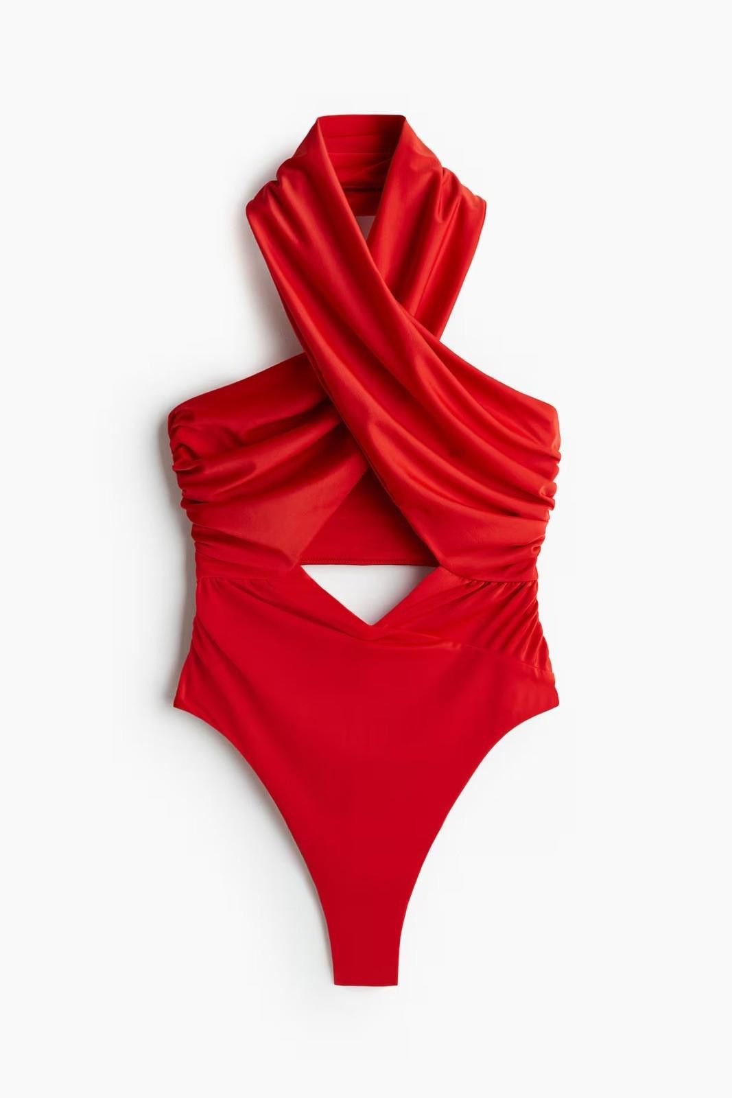 H&M H&M Studio Draped Halterneck Swimsuit red BODYSUIT s small Size ONE SIZE - 2 Thumbnail