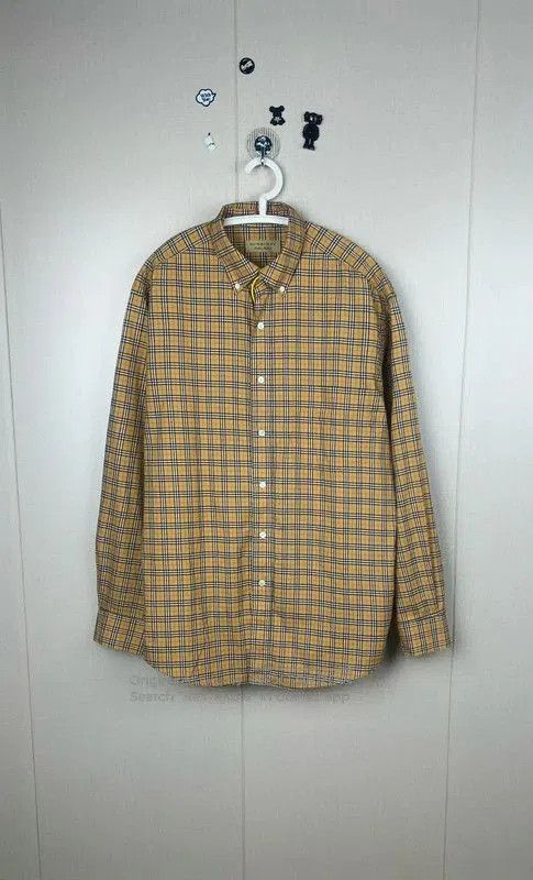 Burberry Burberry Yellow Plaid Cotton Men's Shirt. Size US M / EU 48-50 / 2 - 1 Thumbnail