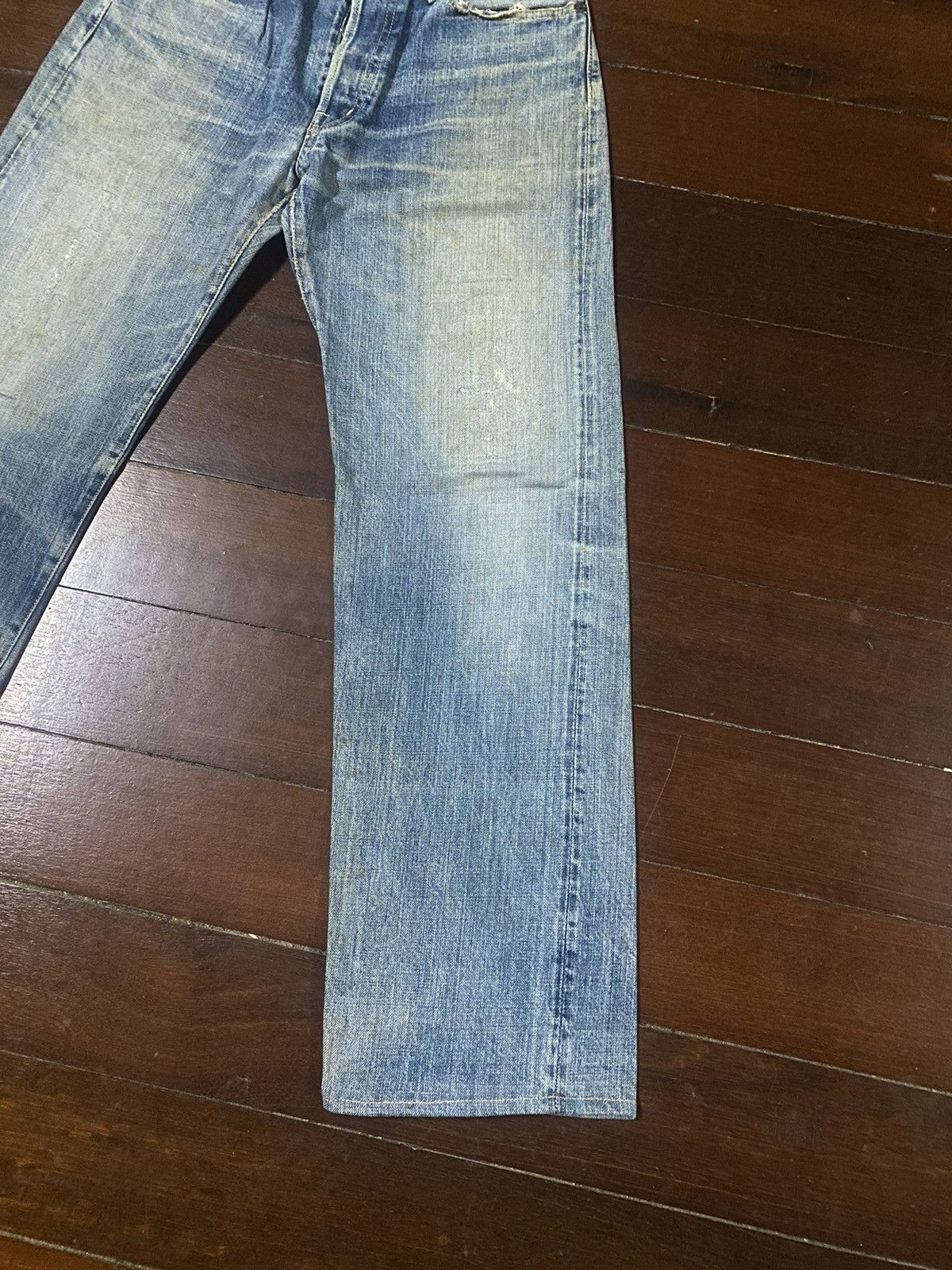 OMNIGOD Rare vintage Omnigod Distressed orenge Selvedge Jeans rework Size US 32 / EU 48 - 4 Thumbnail