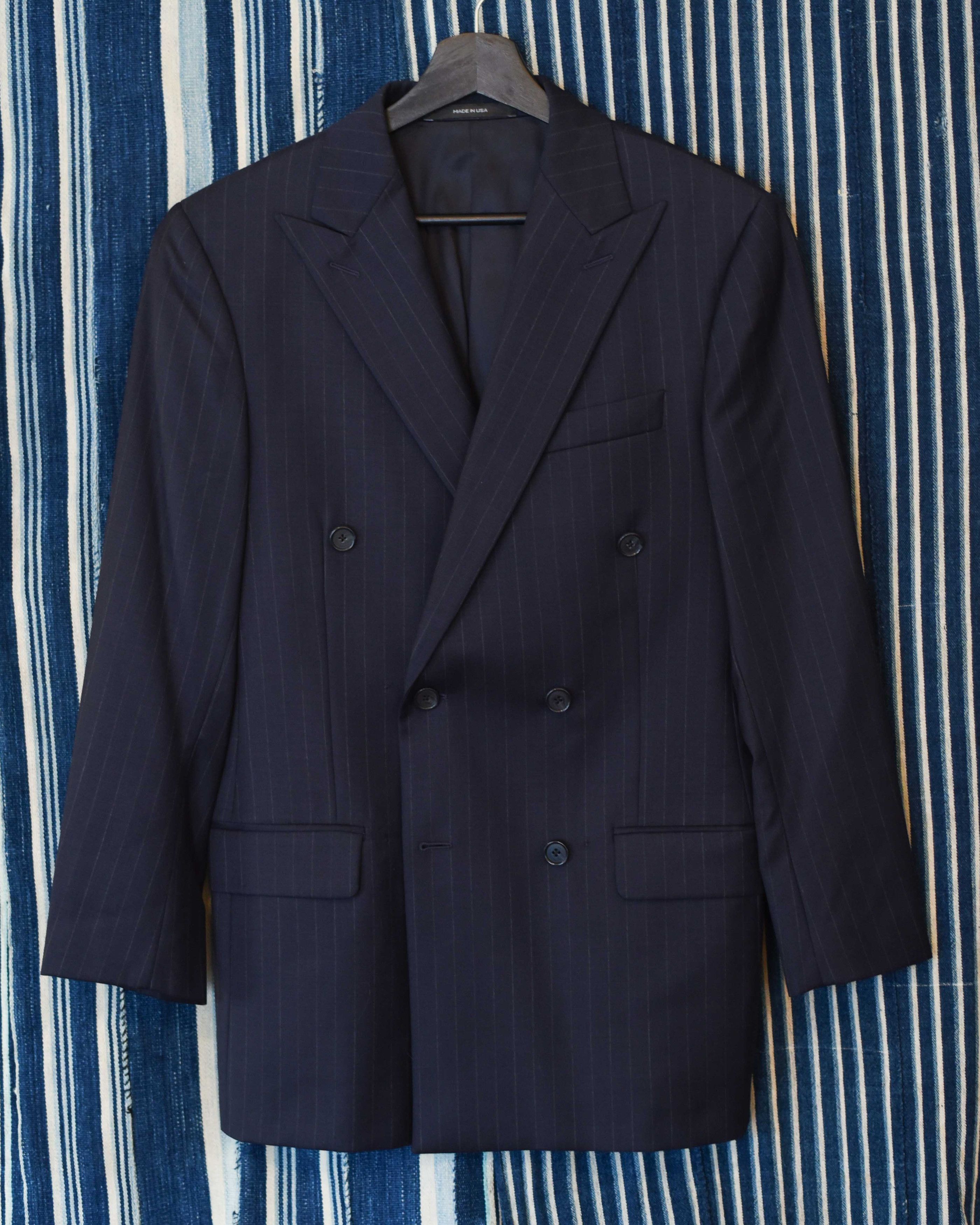 J. Press J Press Double Breasted Blazer Navy Chalk Stripe 38 Husbands Size 38R - 1 Thumbnail