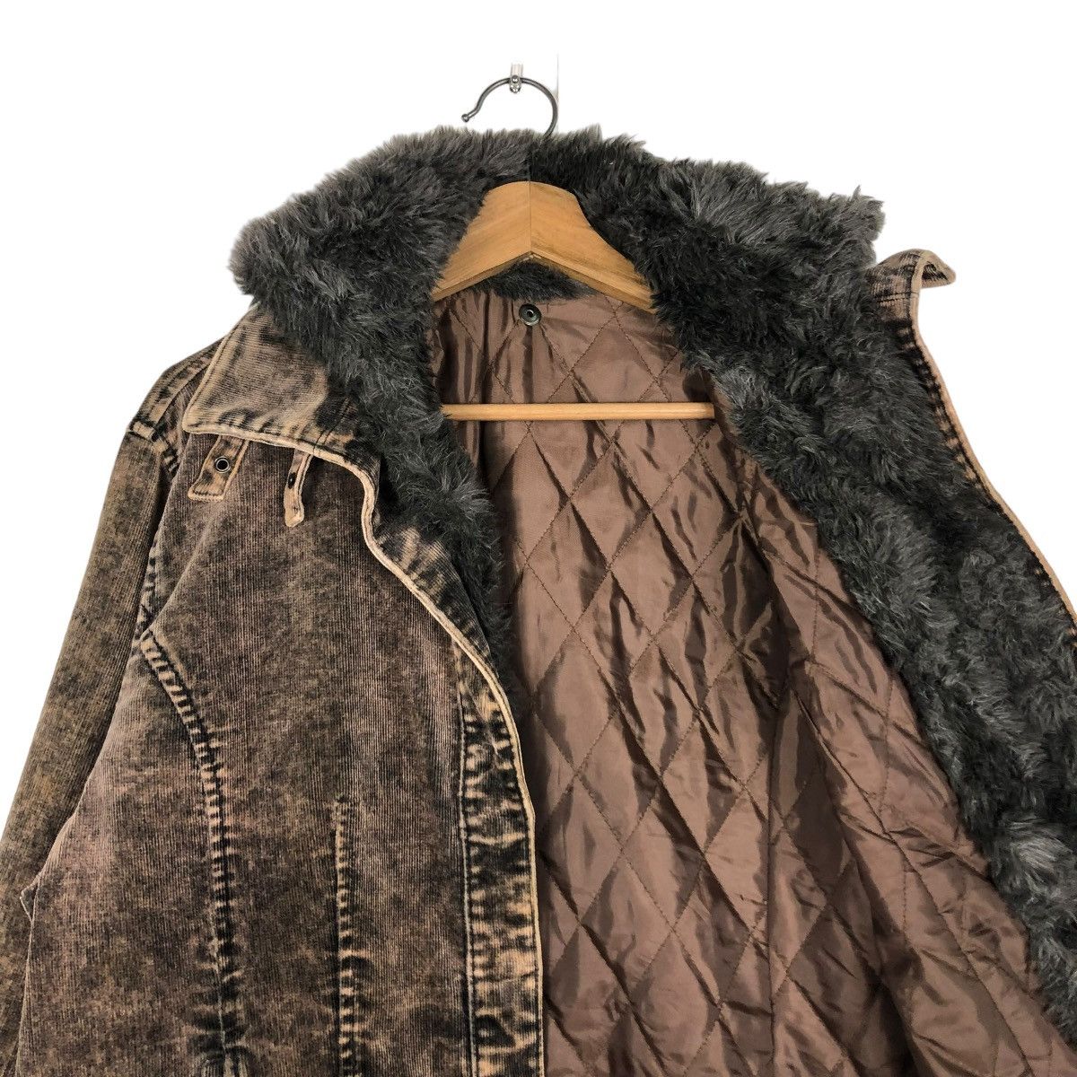 Japanese Brand 🔥VINTAGE BIKER JACKET DOUBLE COLLAR FUR LINING CREA JAPAN Size US M / EU 48-50 / 2 - 14 Thumbnail