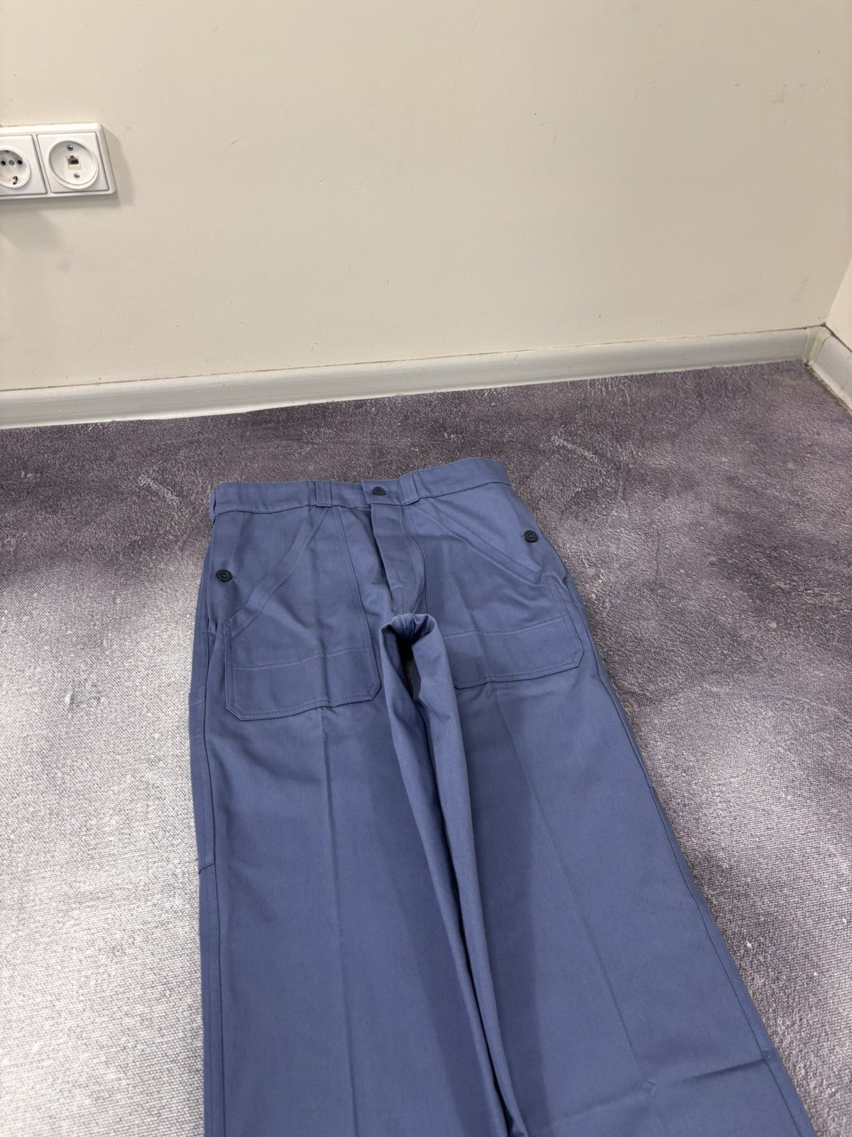 Other Vintage 1970s French Workwear Zimco Slate Blue Utility Pants Size US 34 / EU 50 - 4 Thumbnail
