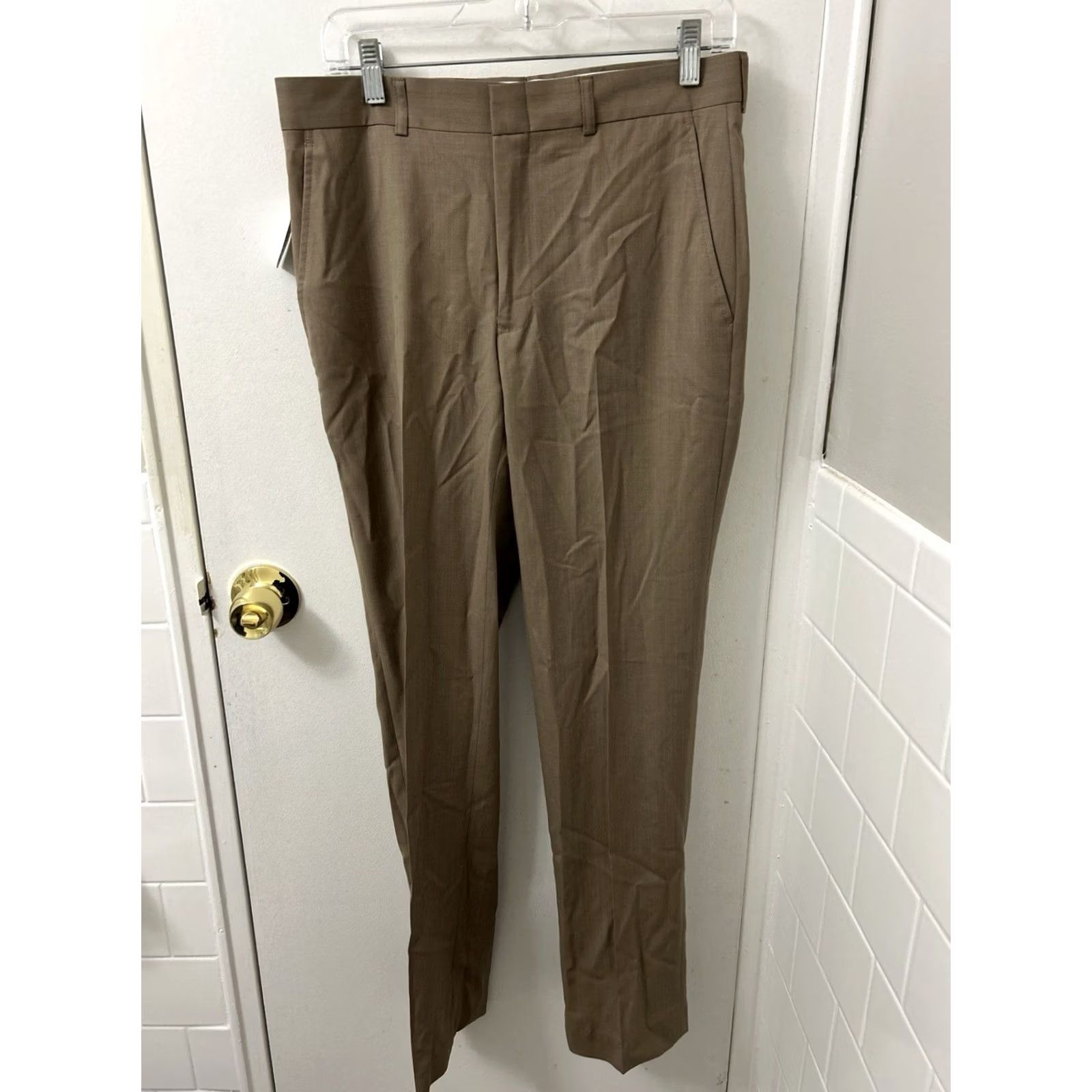 Vintage Jos A Bank Pants Mens 31 Beige 31x32 Tan Wool Traveler Collection YKK NWT MSRP Size US 31 - 6 Thumbnail