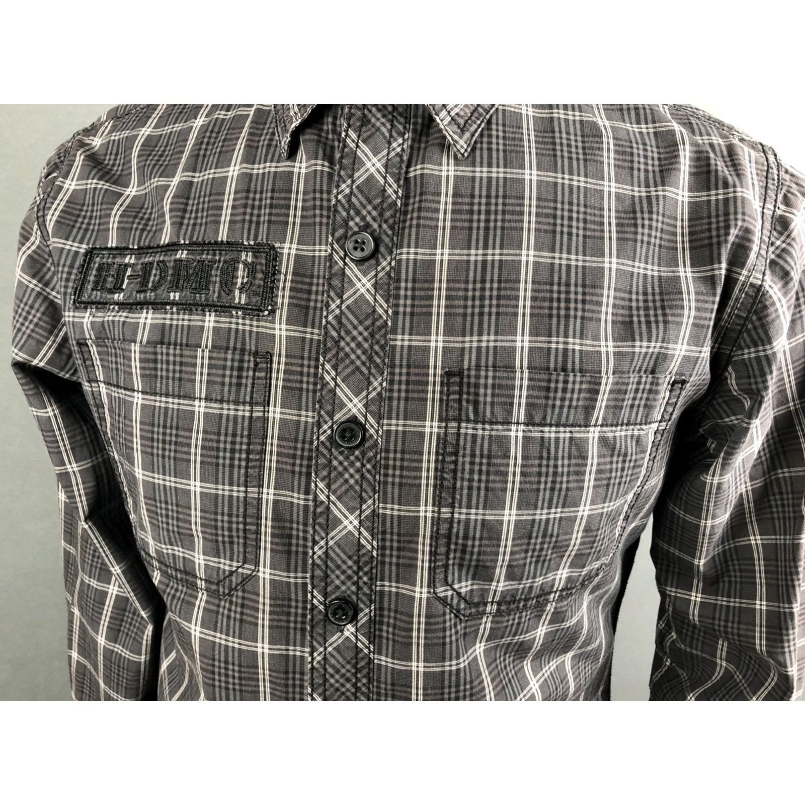 Harley Davidson Harley-Davidson Men's Shirt M Gray Cotton Check Button-Up Casual Regular Size US M / EU 48-50 / 2 - 7 Thumbnail