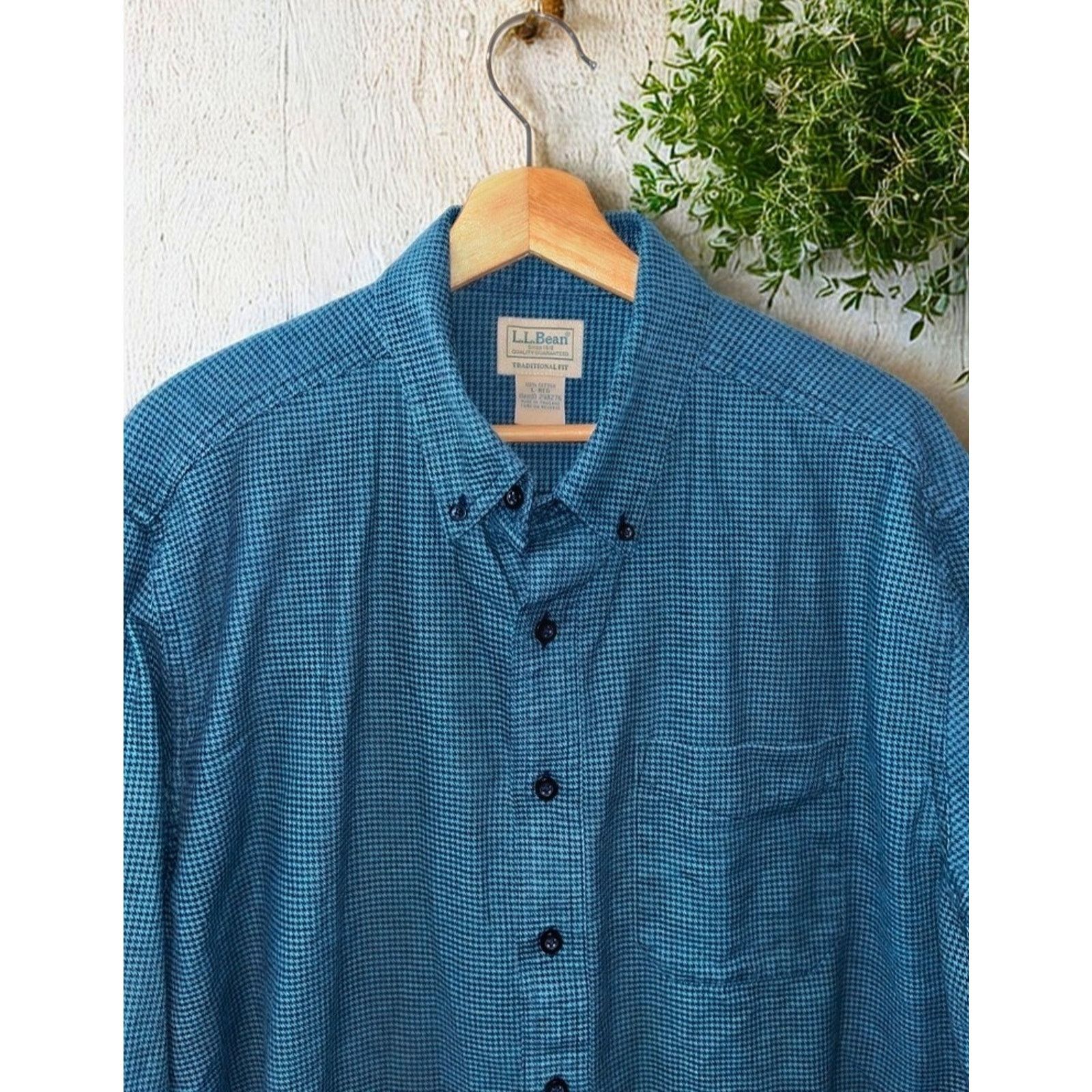 L.L. Bean LL Bean Large Houndstooth Button Down Shirt Traditional Fit Size US L / EU 52-54 / 3 - 2 Thumbnail