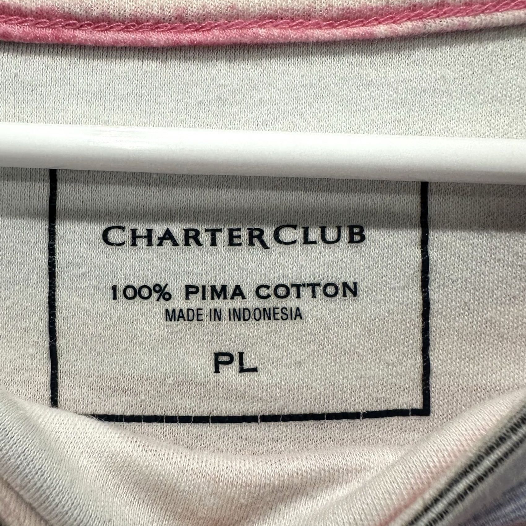 Charter Club Charter Club Womens PL Pink Striped Blouse 3/4 Sleeve Boat Neck Button EUC Top Size L / US 10 / IT 46 - 4 Thumbnail