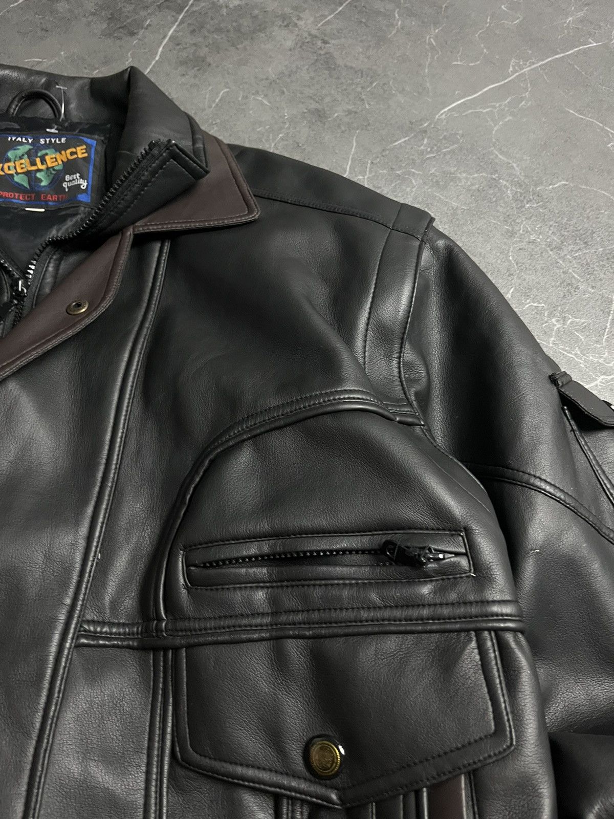 Leather Leather jacket italy style 90’s vintage Size US XL / EU 56 / 4 - 5 Thumbnail