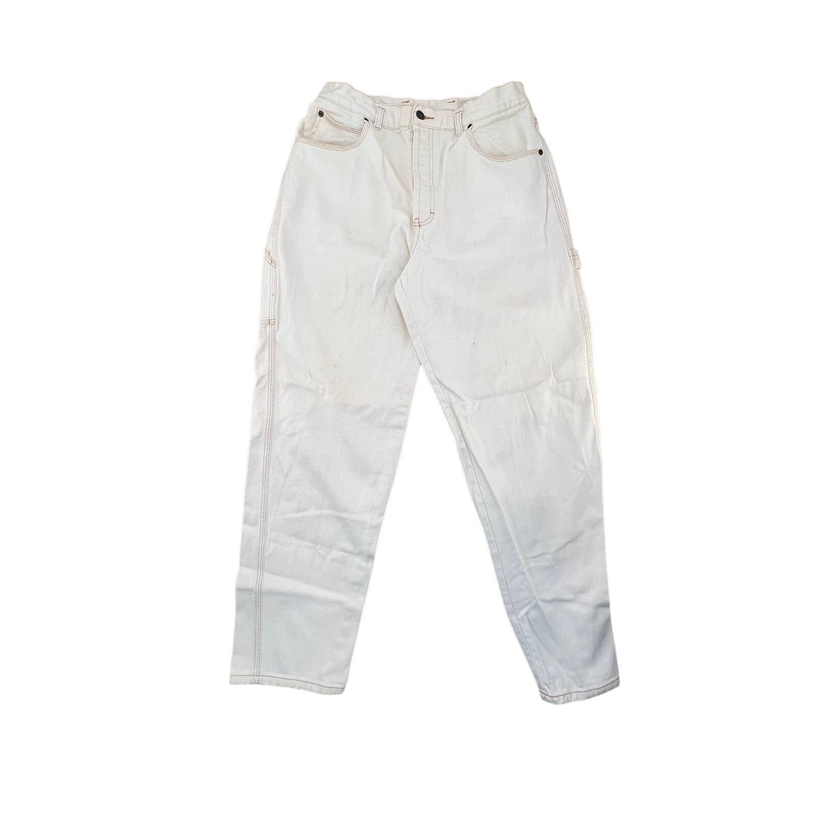 Eddie Bauer × Vintage Vintage Eddie Bauer Ivory Denim Carpenter Painter Jeans Size 31" - 1 Thumbnail