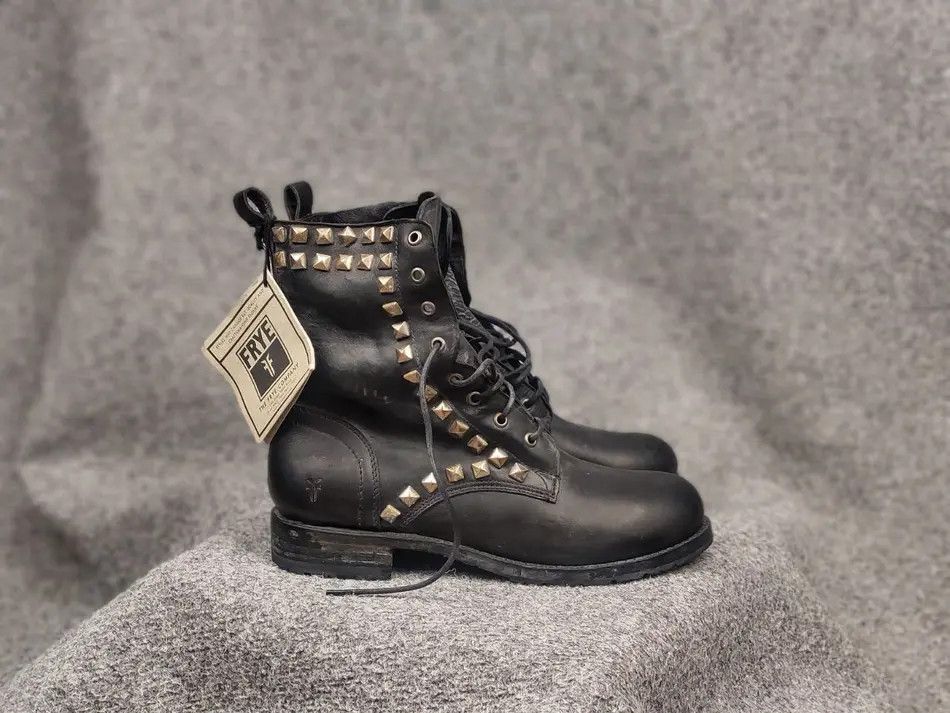 Frye Frye Design Rogan Studded Lace Tall Leather Ankle Boots Size US 11 / IT 41 - 1 Thumbnail