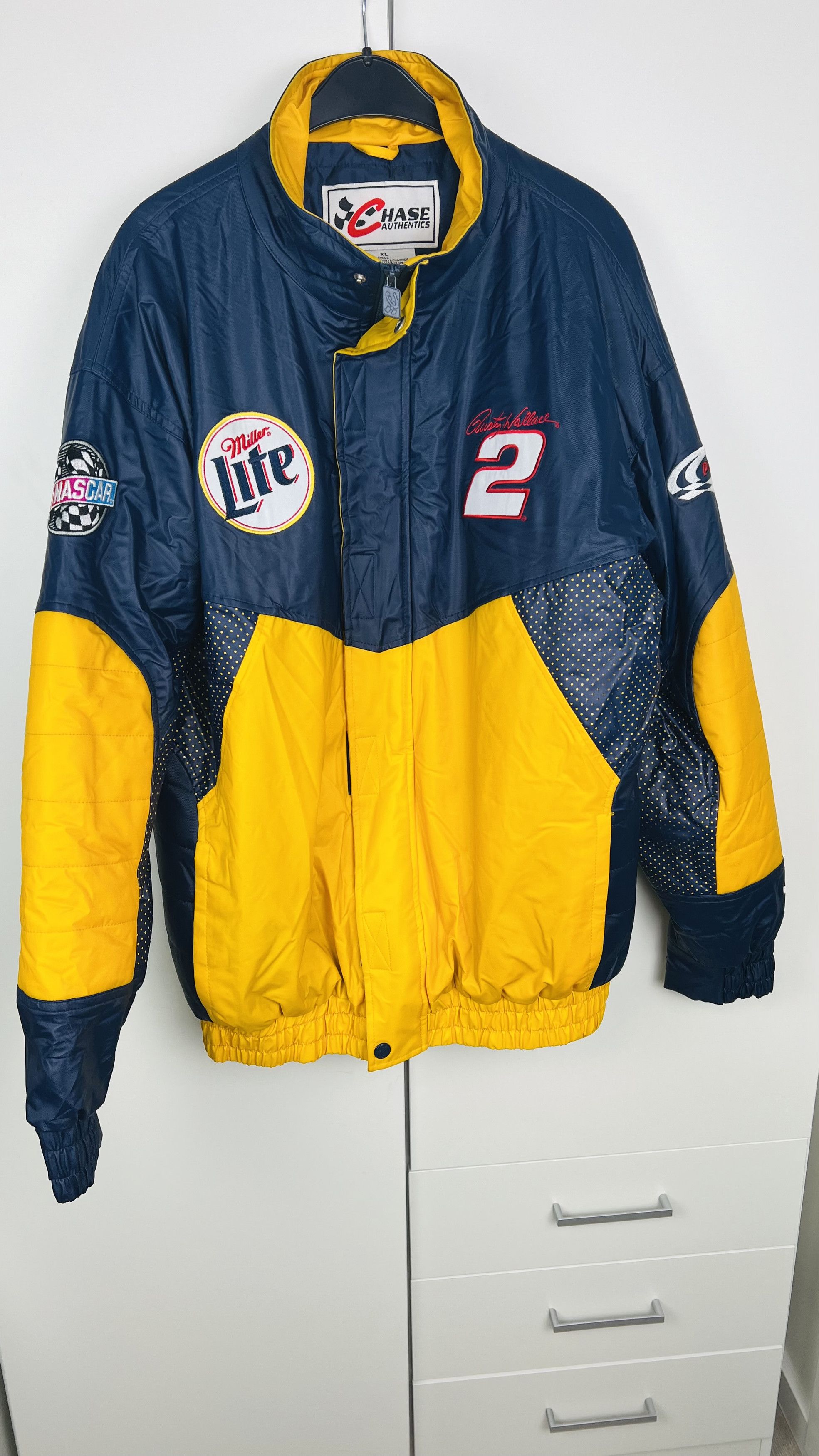 Shops Vintage Chase Authentics Rusty Wallace Nascar Racing Jacket Miller Lite XL.