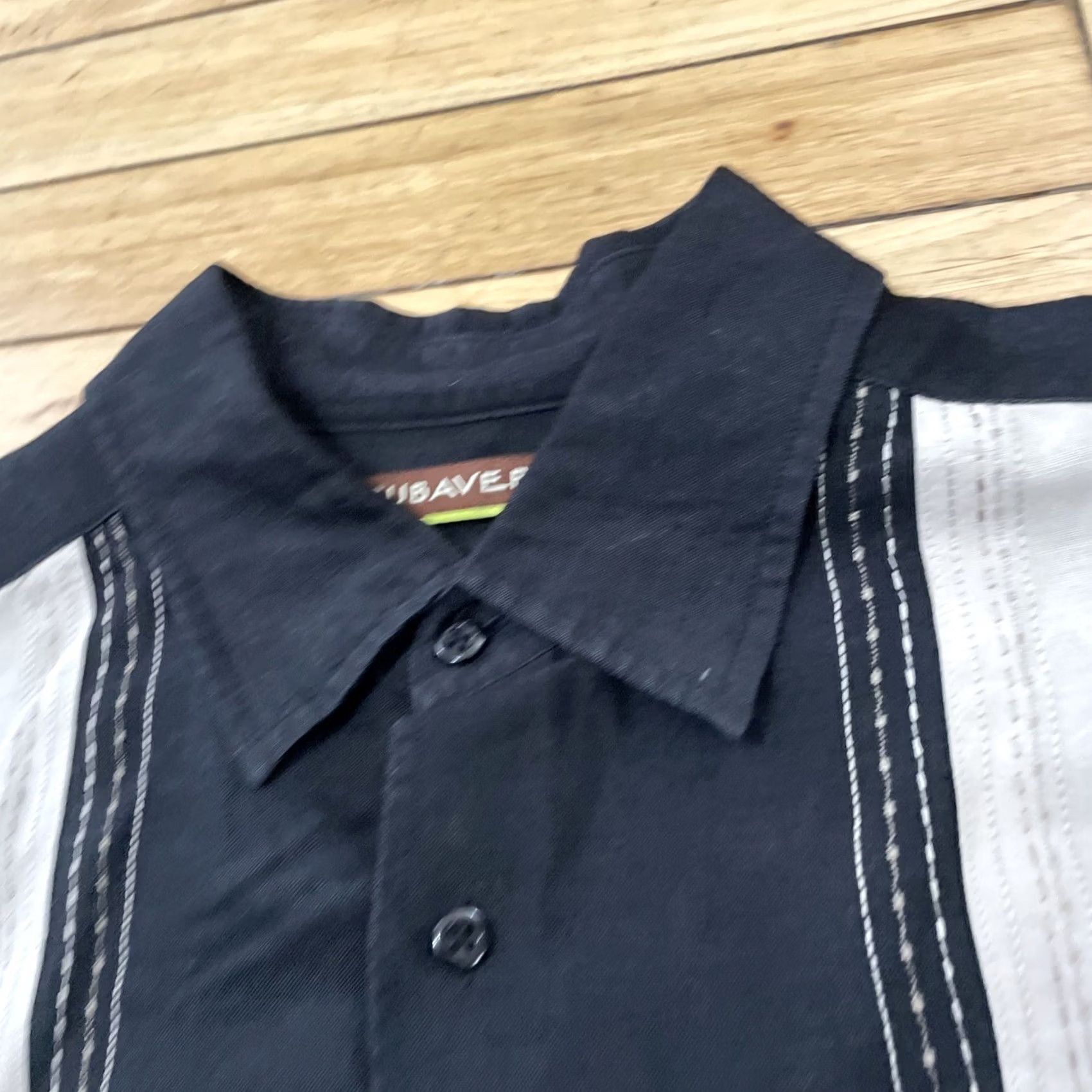 Cubavera VINTAGE Cubavera Ramie Rayon Shirt Men XL Guayabera Cubano Vtg 90s Vertical Stripe Black Size US XL / EU 56 / 4 - 5 Thumbnail