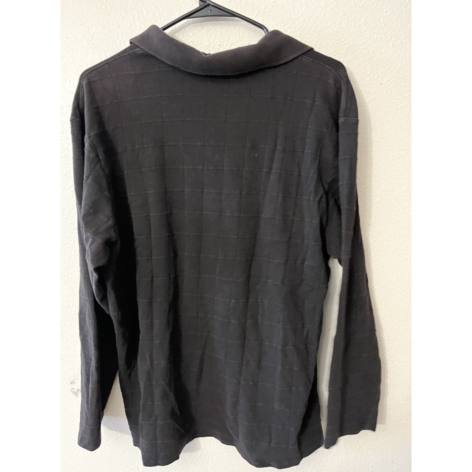 Alfani VINTAGE Alfani Shirt Long Sleeve Polo XL Black Cotton Button-Up Adult Mens XL Black Classic Polo Shirt Size US XL / EU 56 / 4 - 3 Thumbnail