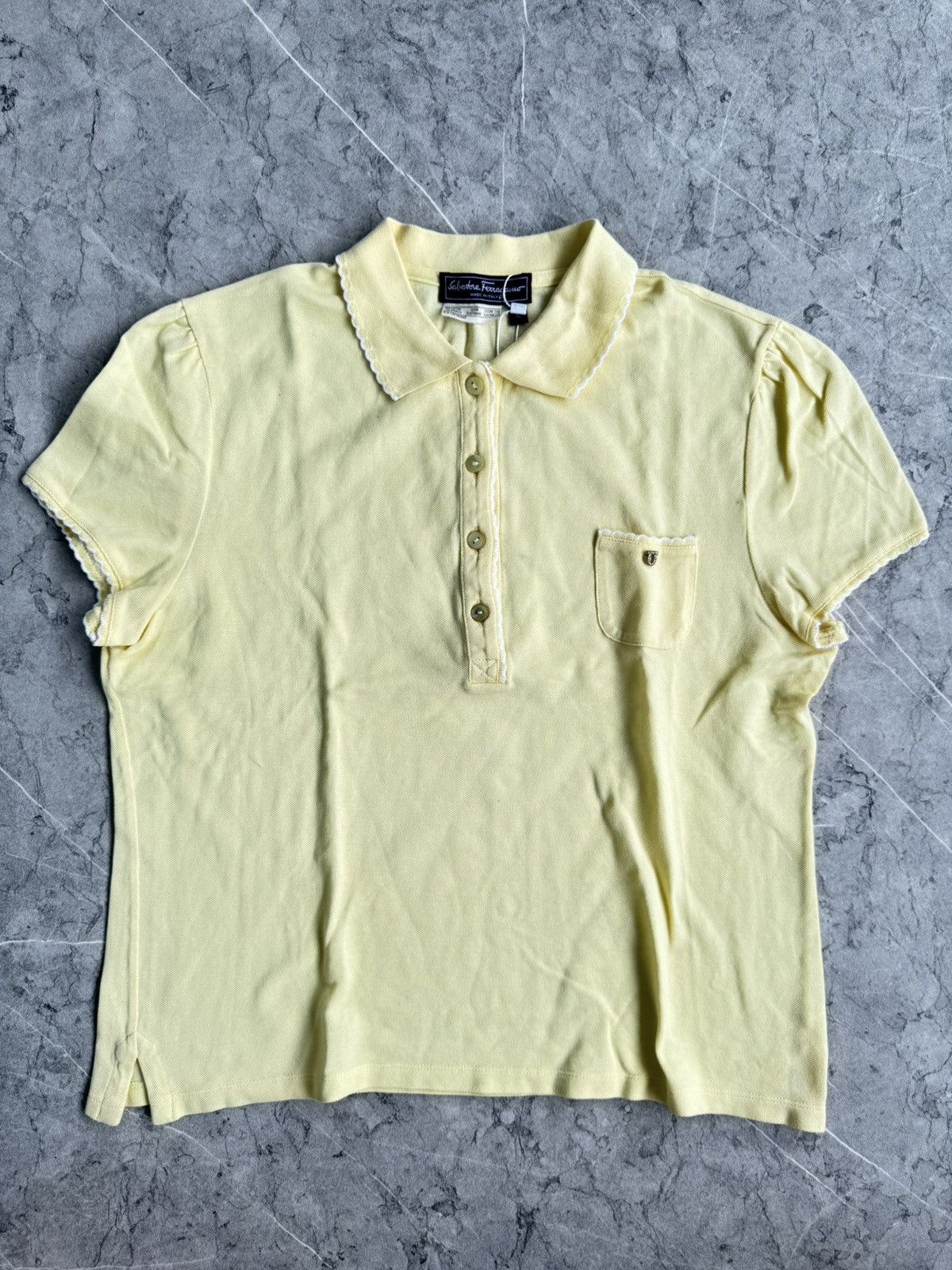 Salvatore Ferragamo SALVATORE FERRAGAMO Pastel Yellow Polo Shirt Size L / US 10 / IT 46 - 1 Thumbnail