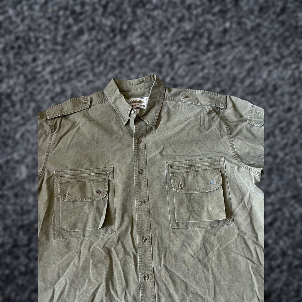VINTAGE Cabela's Shirt Button-Up Long Sleeve Men XL Brown Outdoor Pockets Corduroy? (Note: original has Cotton, Solid pattern)