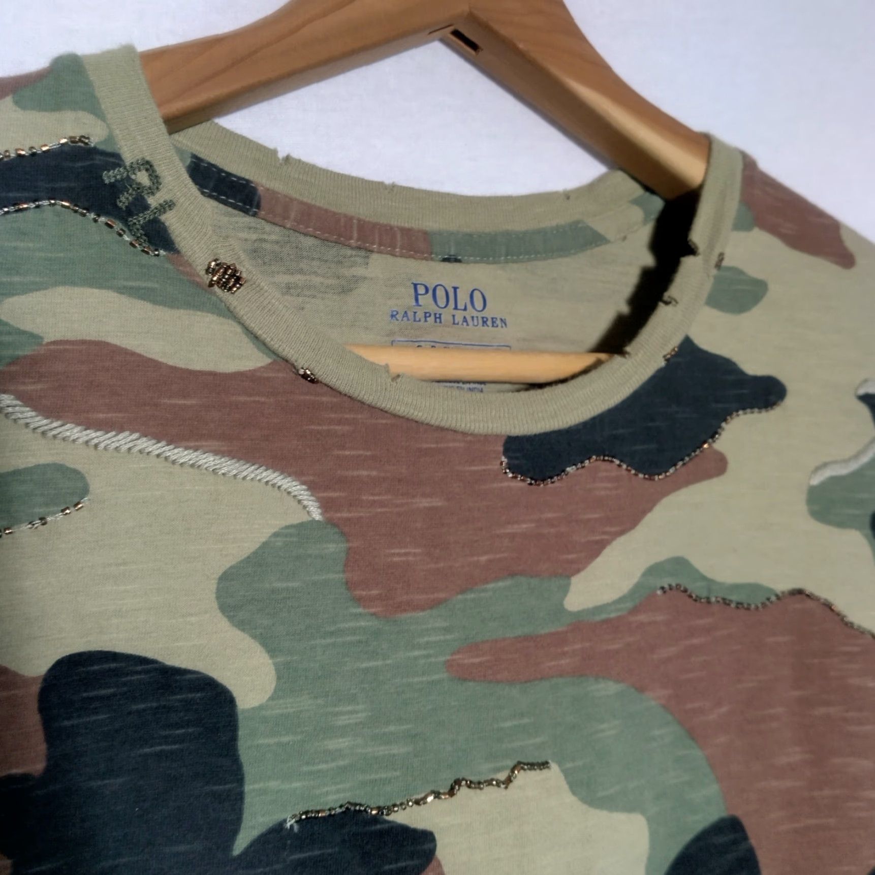 Polo Ralph Lauren VINTAGE Polo Ralph Lauren Shirt Dress Knit Camouflage Beaded Woodland Camo Short Sleeve Women's S Size S / US 4 / IT 40 - 7 Thumbnail