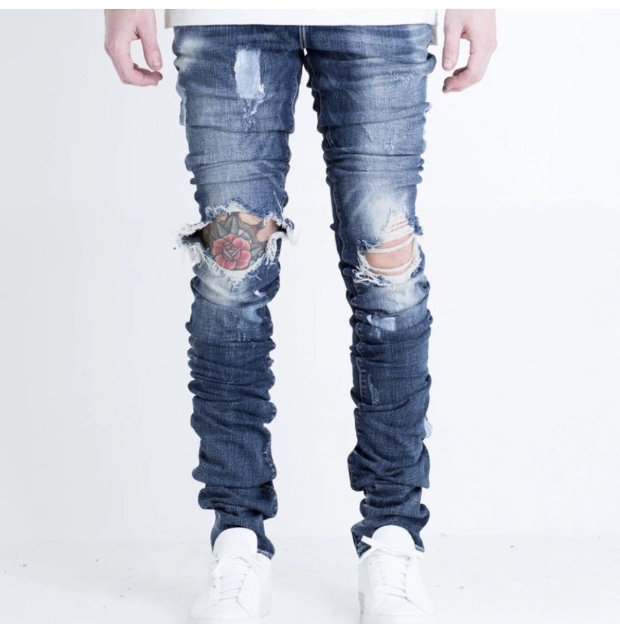 Embellish Tall Cano stack denim ripped long inseam exaggerated fit Size US 34 / EU 50 - 1 Thumbnail