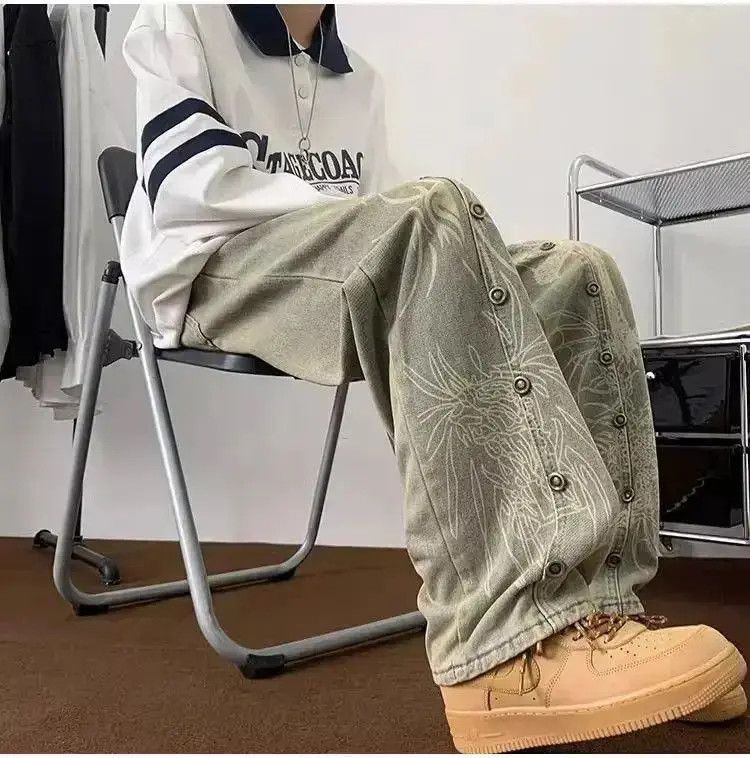Japanese Brand Retro straight leg casual printed jeans Size US 32 / EU 48 - 3 Thumbnail