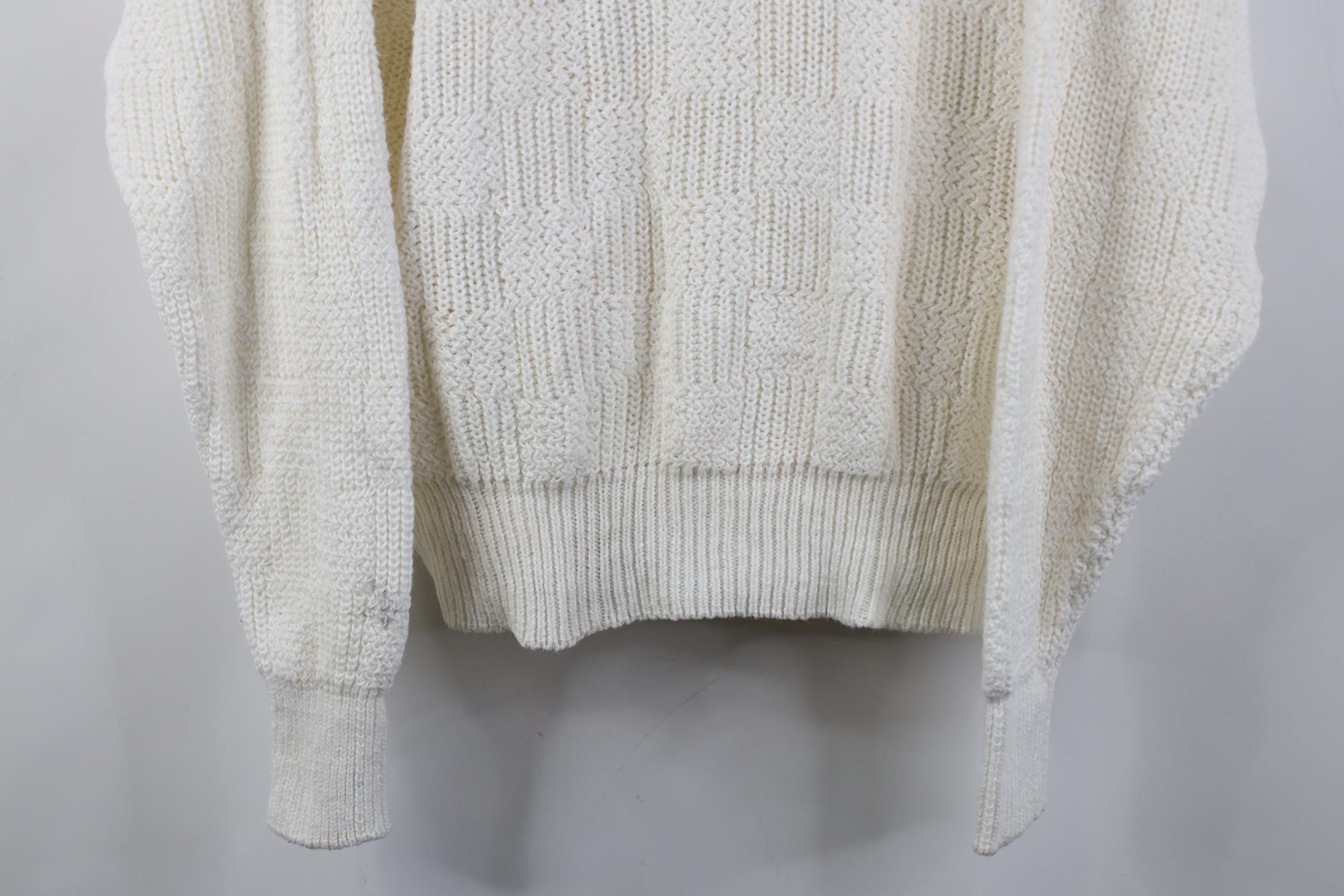 Vintage Vintage 90s Streetwear Ribbed Knit Crewneck Sweater White Size XL / US 12-14 / IT 48-50 - 3 Thumbnail
