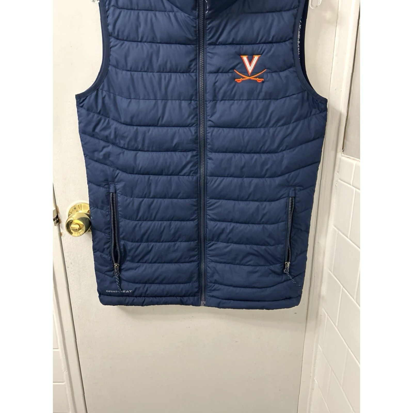 Vintage Columbia Vest Mens S Navy Blue UVA Cavaliers Omni-Heat Full Zip Quilted Embroidered Logo Puffer Jacket Style College Size US S / EU 44-46 / 1 - 3 Thumbnail