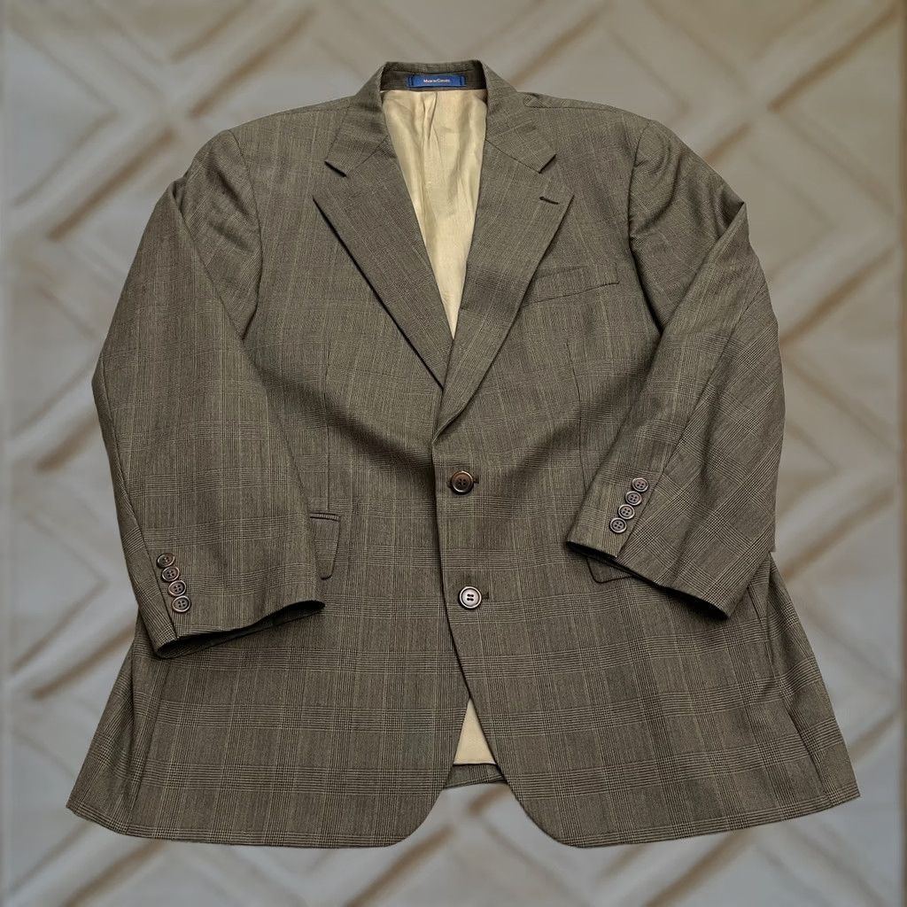 Chaps Chaps By Ralph Lauren Vintage 90s Wool Blazer Suit Jacket Mens 43R Brown Plaid Size 46R - 1 Thumbnail