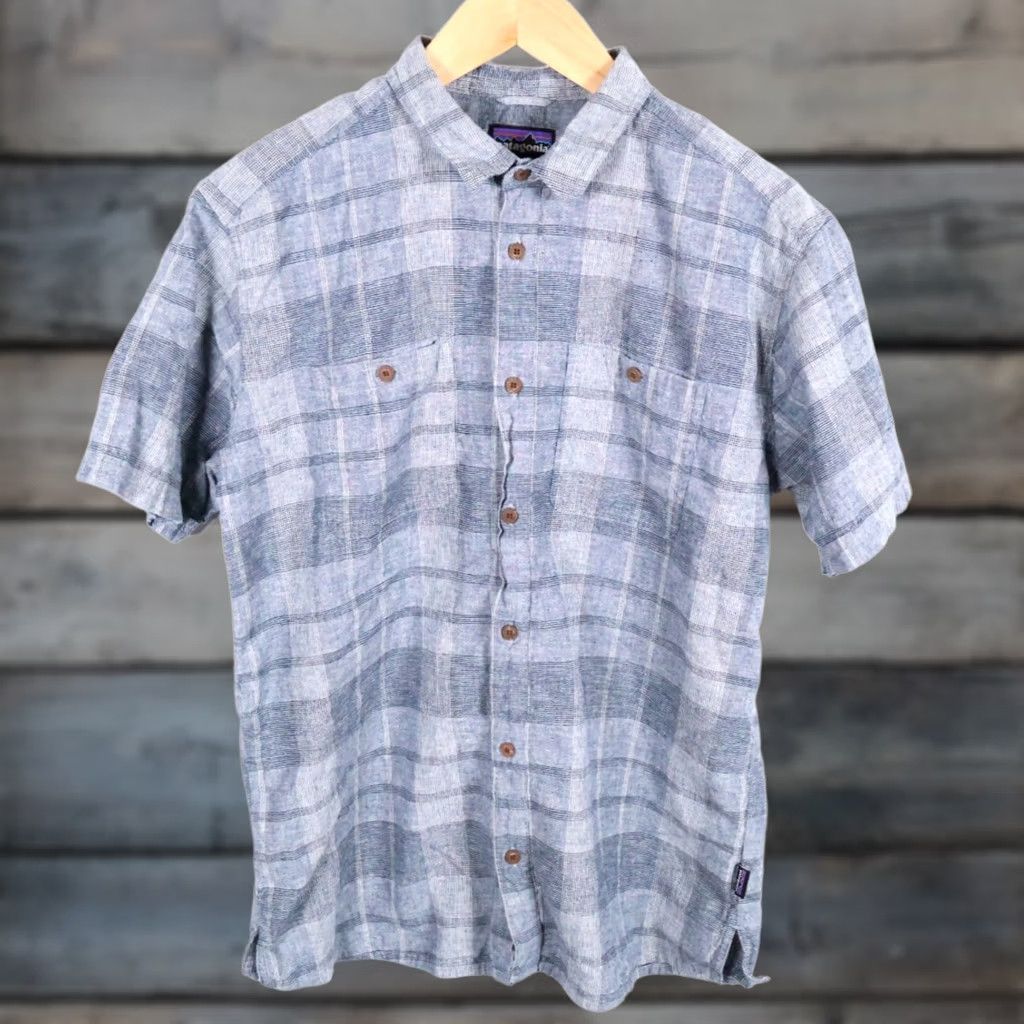 Patagonia Patagonia Shirt Men's XL Gray Plaid Check Organic Cotton Hemp Back Step Button-Up Short Sleeve Casual Workwear Winter Fall Spring Size US XL / EU 56 / 4 - 1 Thumbnail