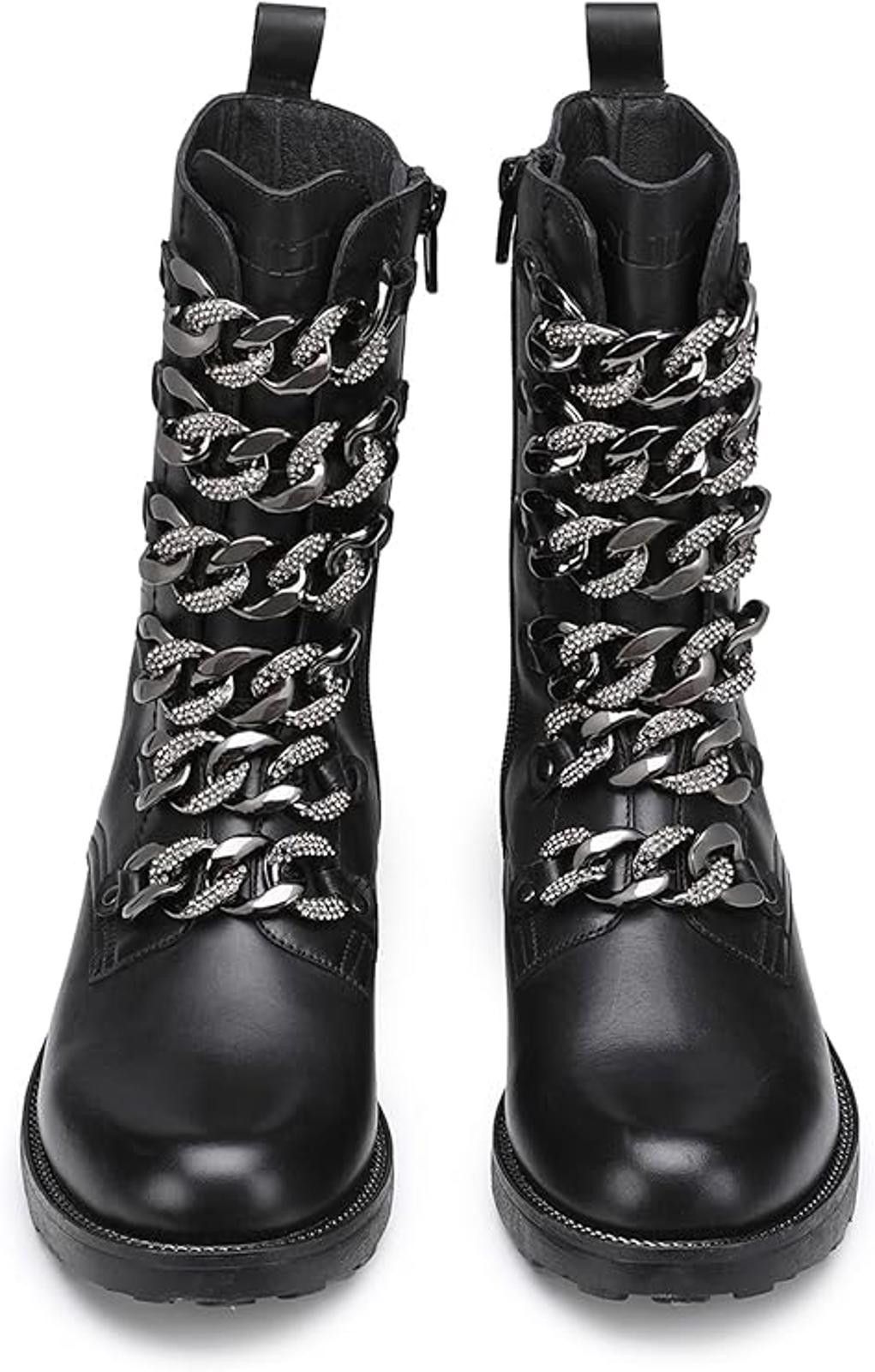 Custo Barcelona Cult Zeppelin leather boots black w chain embellished Sz 7 Size US 7 / IT 37 - 5 Thumbnail