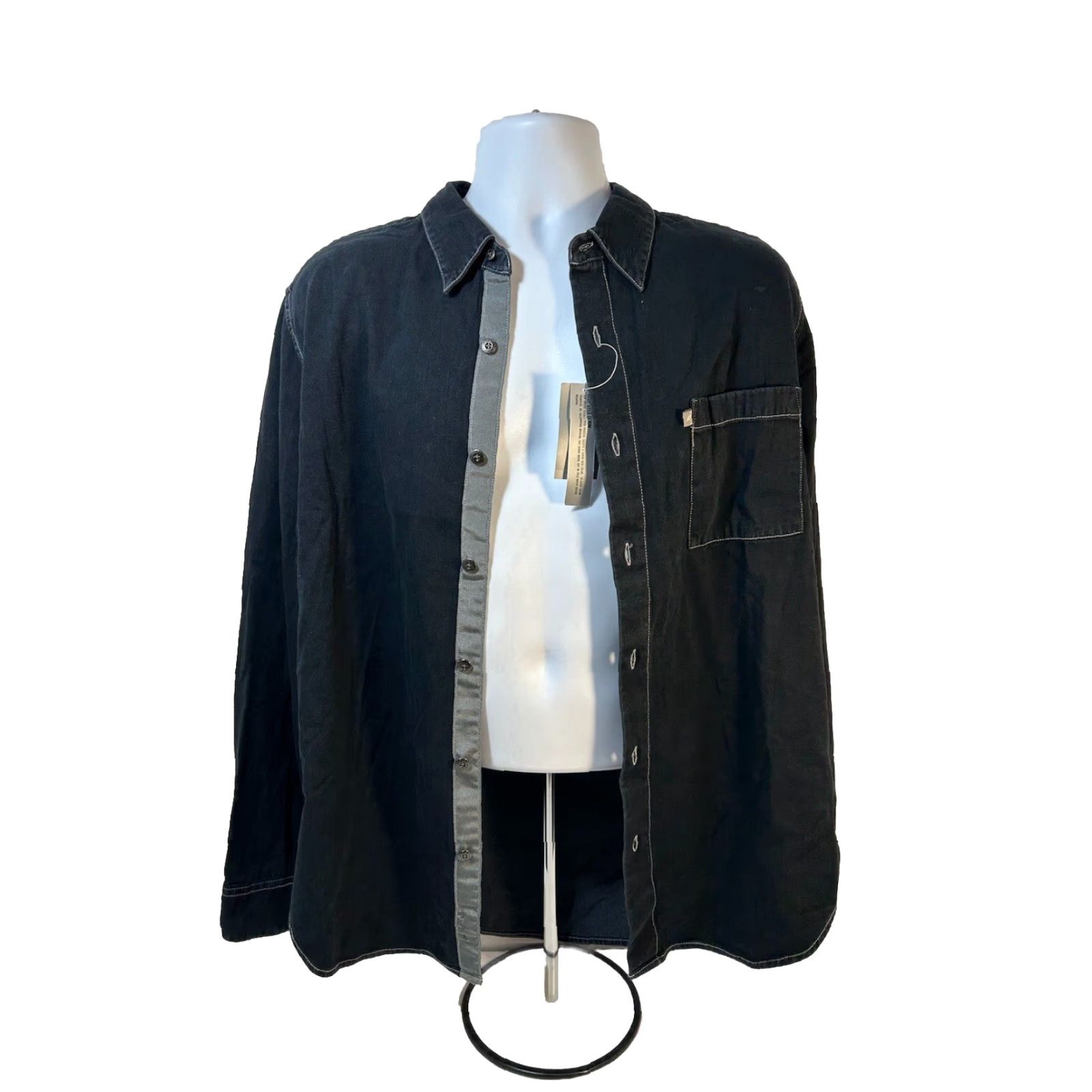 DKNY VINTAGE DKNY Button-Up Shirt Men Large Long Sleeve Collar Dark Denim NWT Style#KBRU6052 Size US L / EU 52-54 / 3 - 5 Thumbnail