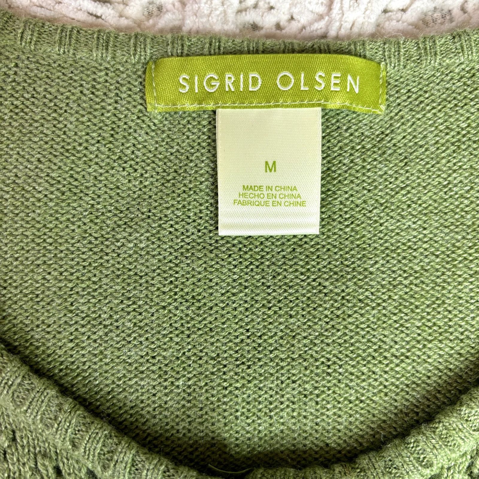 Other Sigrid Olsen Women's Green Open Front Knit Cardigan Sweater, Size M / US 6-8 / IT 42-44 - 4 Thumbnail