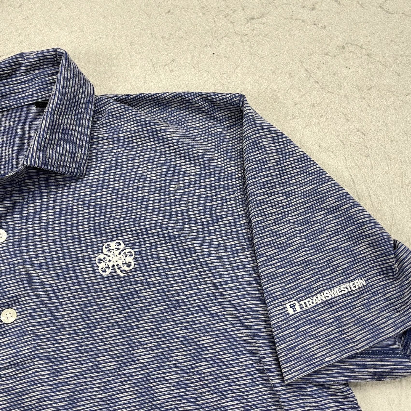 Vintage Dunning Polo Shirt Mens Large Blue Striped polyester cotton 100 Short Sleeve Golf logo Vintage: No Size US L / EU 52-54 / 3 - 3 Thumbnail