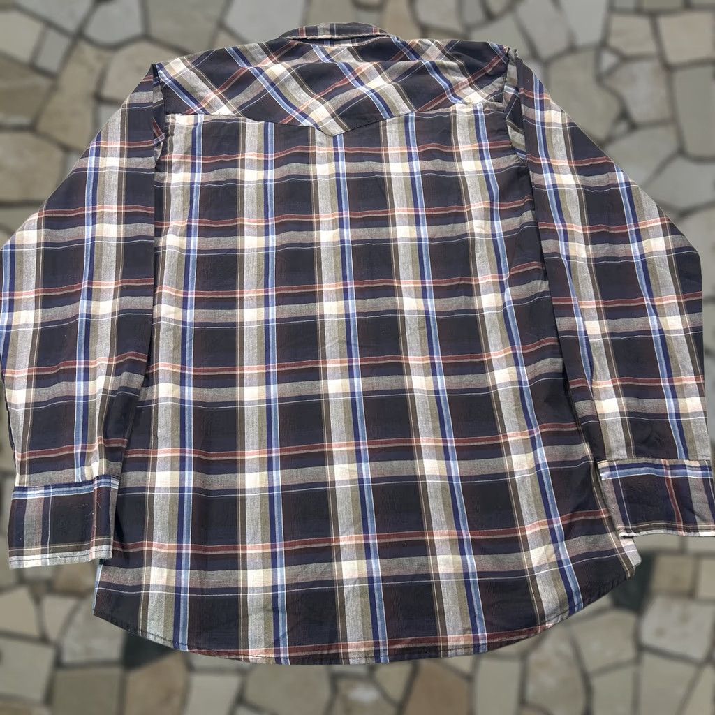 Vintage Bit & Bridle Shirt Mens Large Tall Blue Plaid Pearl Snap Western Cowboy Adult Size US L / EU 52-54 / 3 - 1 Thumbnail