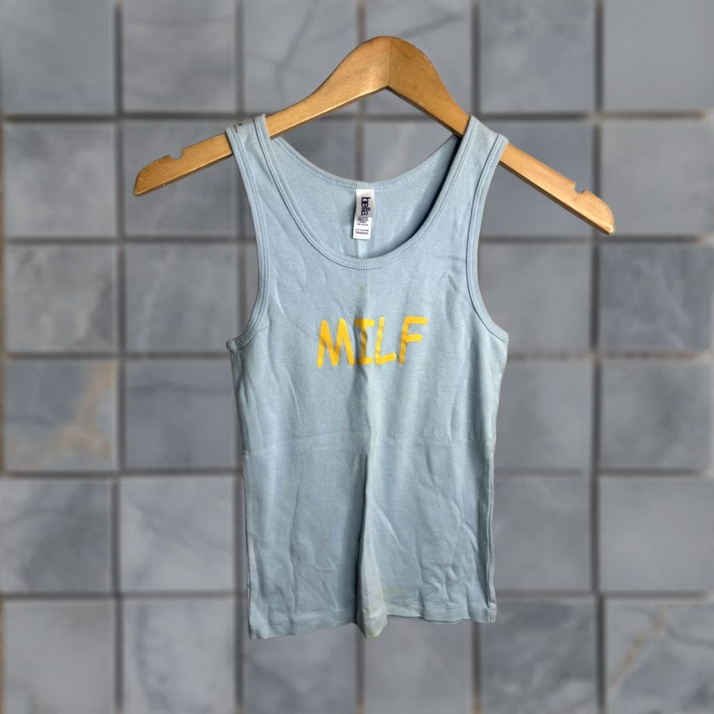 Bell Y2K Bella Tank Top Womens Medium Blue MILF Graphic Scoop Neck Funny Novelty Shirt Size M / US 6-8 / IT 42-44 - 1 Thumbnail