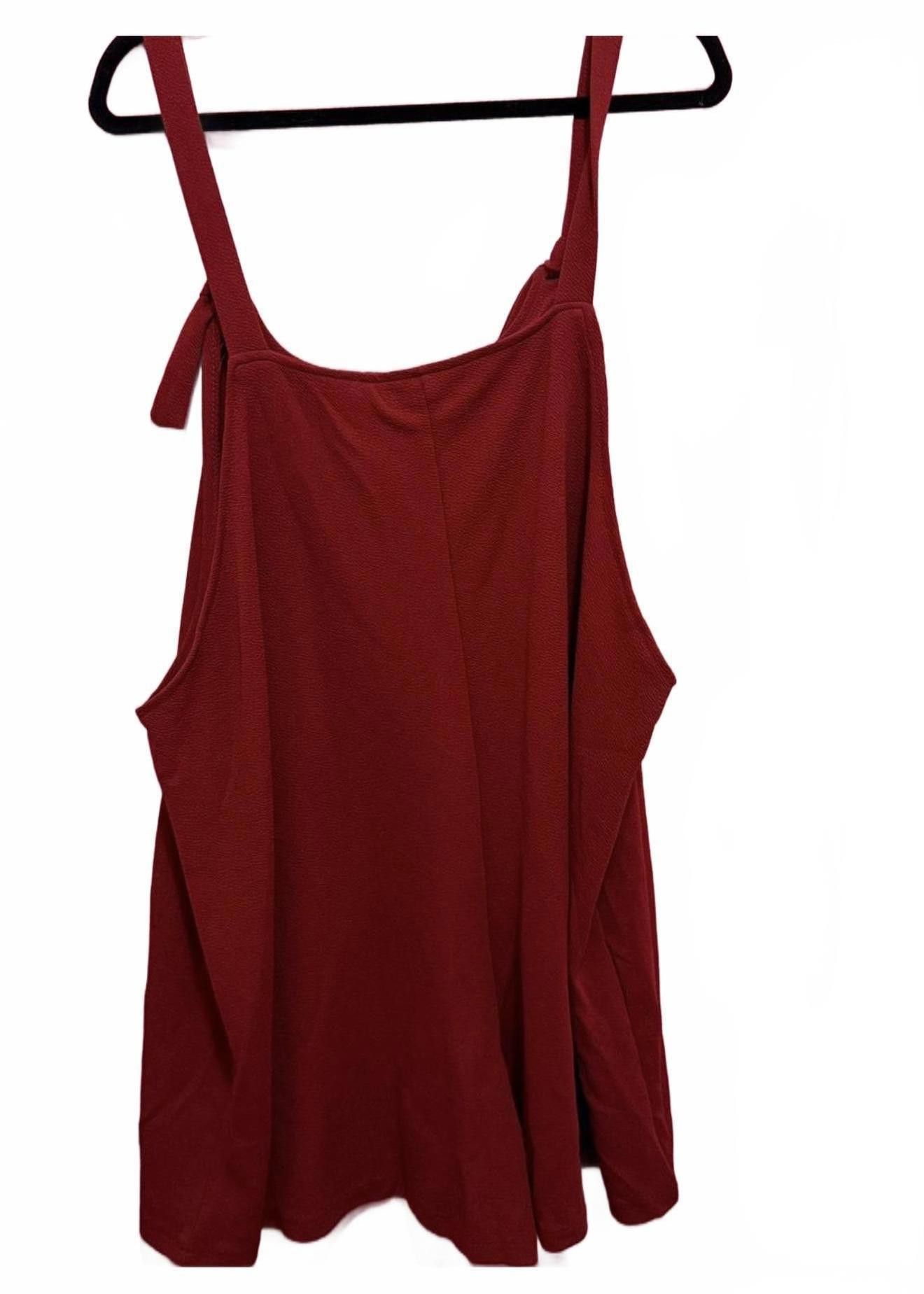 Designer Red Sleeveless Midi dress with Pockets Size 4XL / US 24-26 - 2 Thumbnail