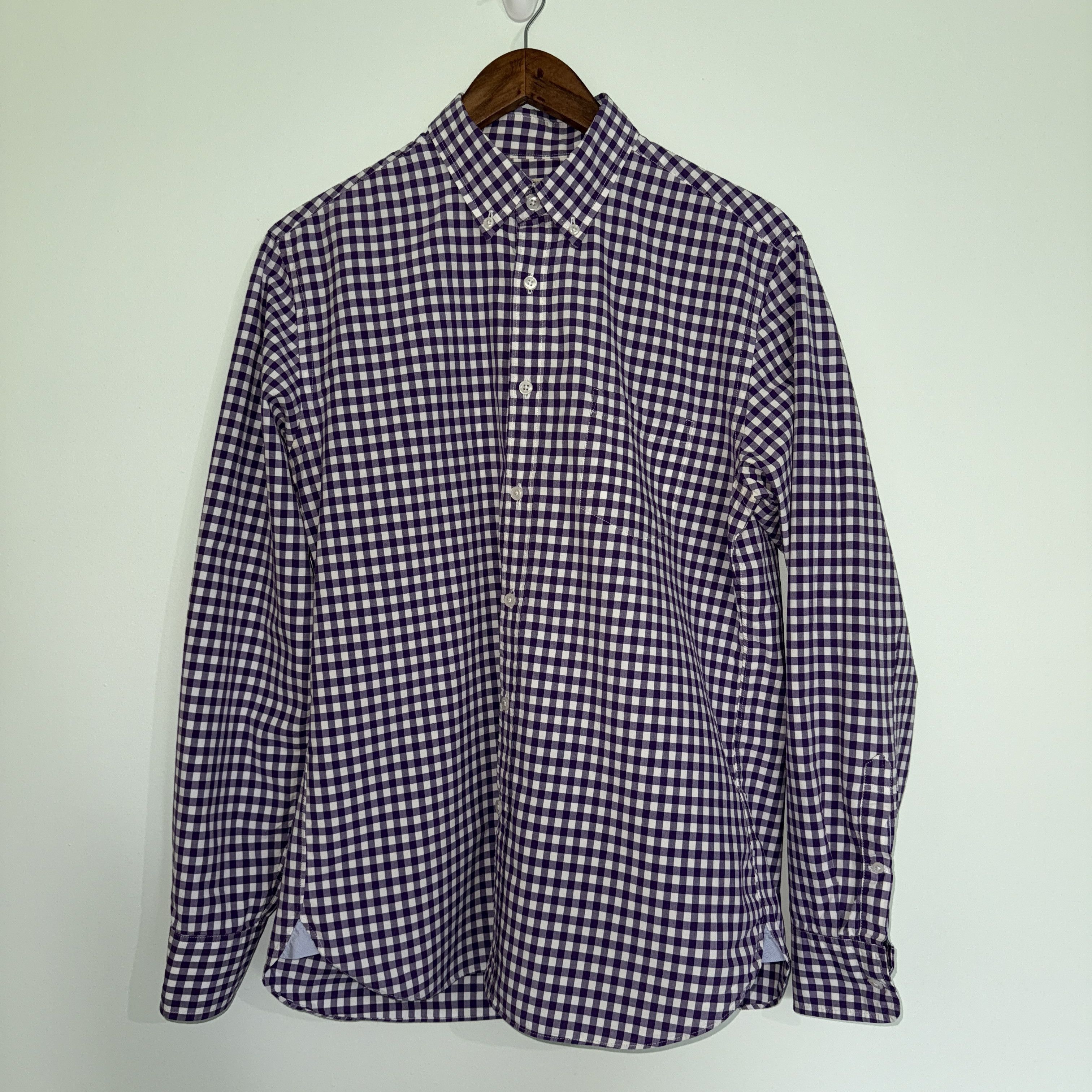 J.Crew J.Crew Gingham Button-Down Shirt M Purple 2-Ply Cotton Size US M / EU 48-50 / 2 - 1 Thumbnail