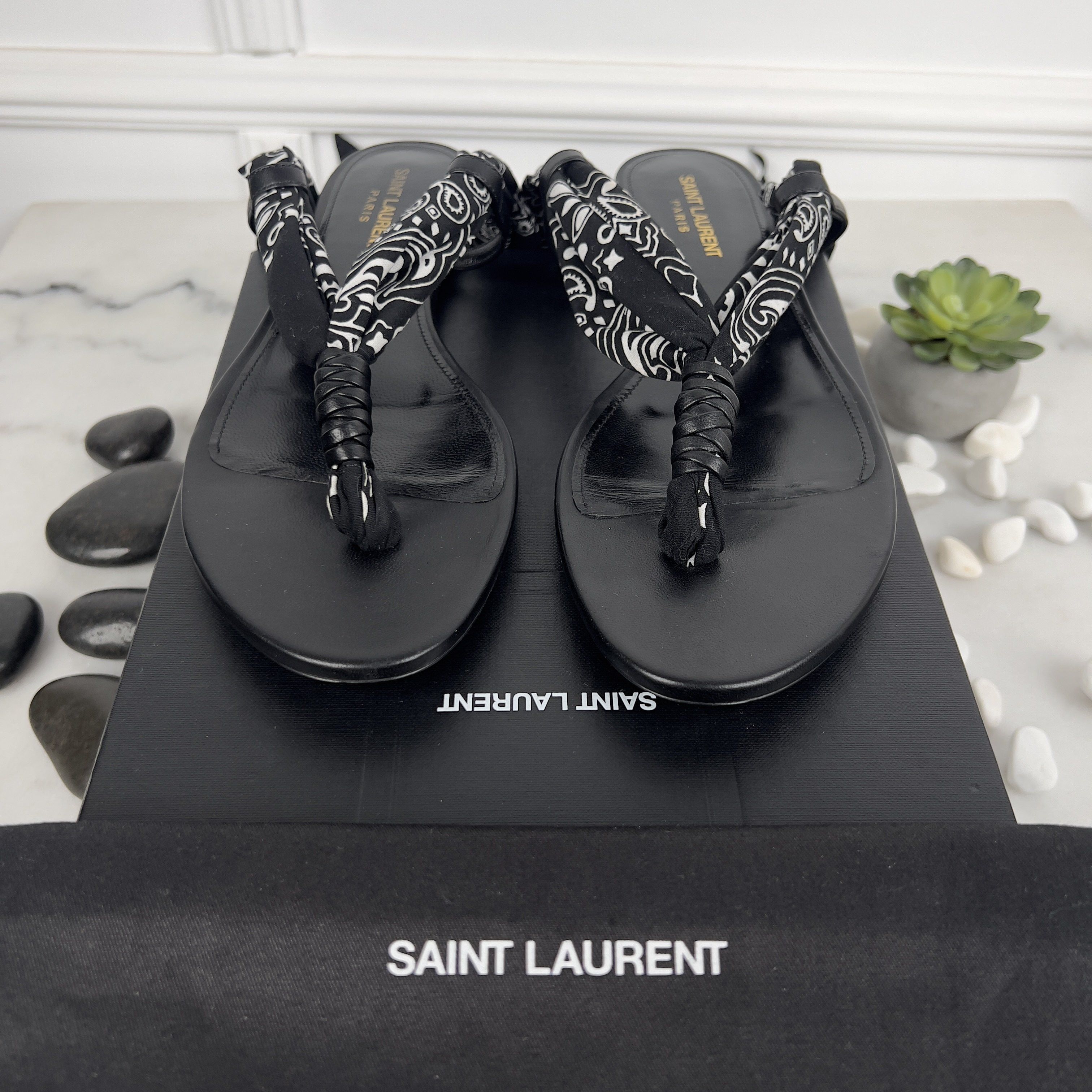 Saint Laurent Paris Saint Laurent Dalas Bandana-print Open Sandals Fabric Size US 10 / IT 40 - 3 Thumbnail