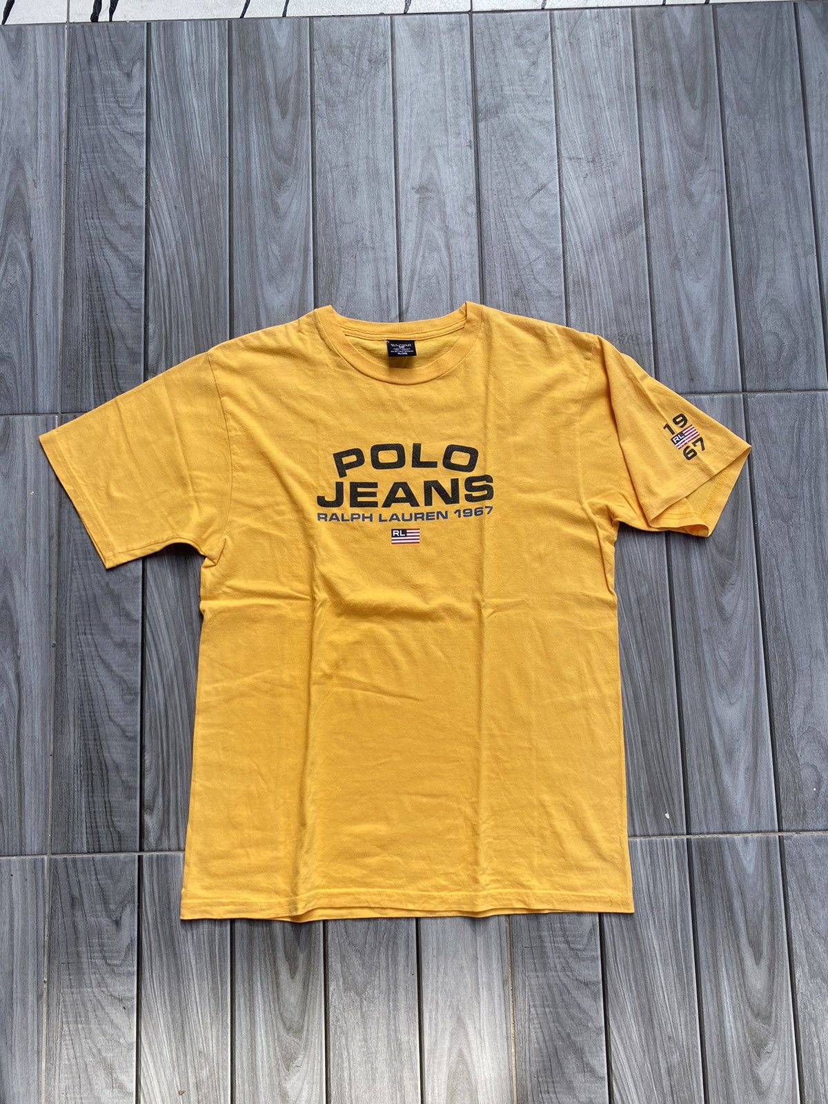 Vintage polo jeans by ralph lauren yellow tee
