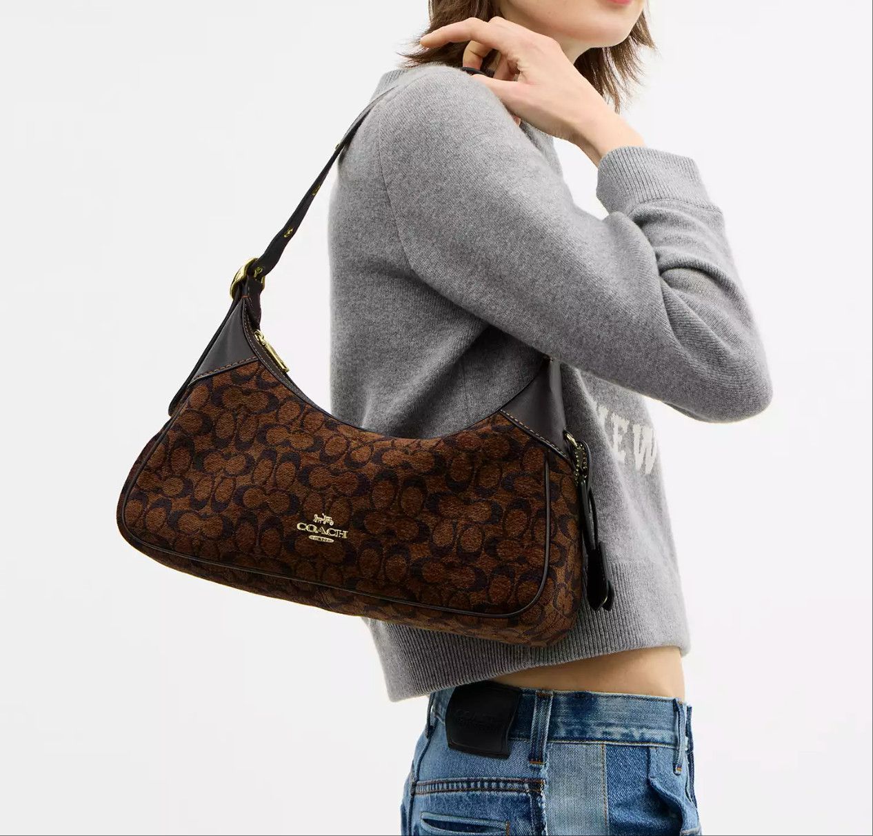Coach Ella Small Shoulder Bag In Signature Chenille CDV37 Size ONE SIZE - 8 Thumbnail