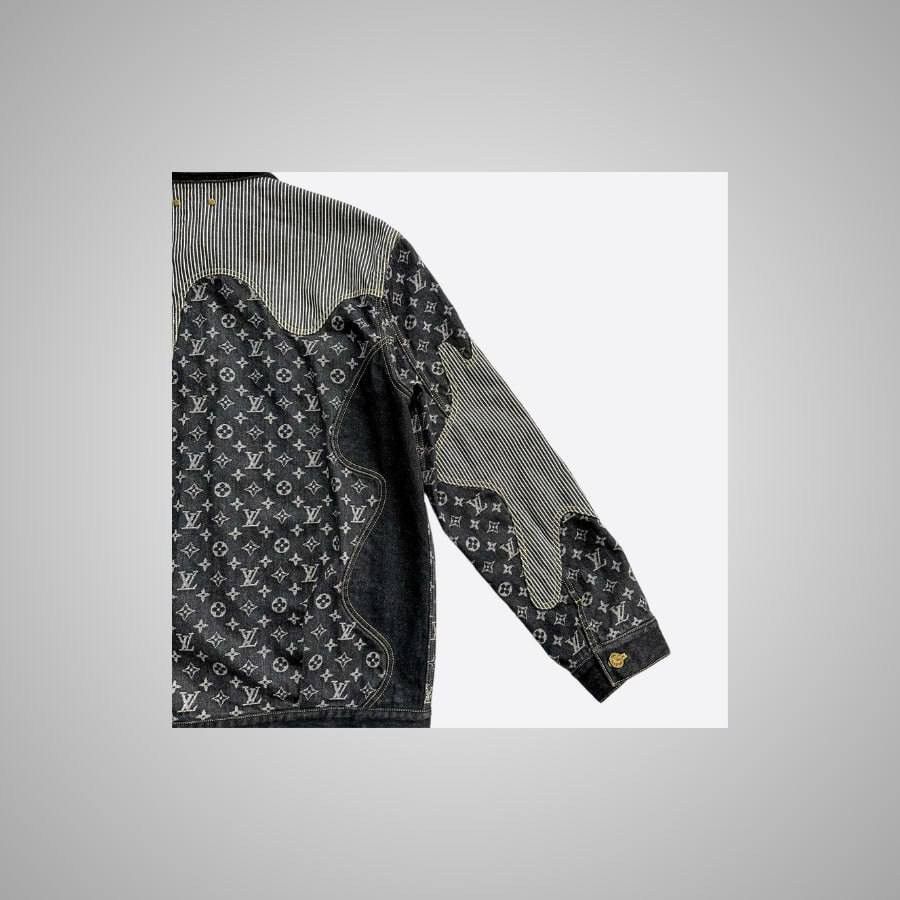 Louis Vuitton LOUIS VUITTON NIGO BLACK & GREY MONOGRAM CRAZY DENIM JACKET Size US XXL / EU 58 / 5 - 3 Thumbnail
