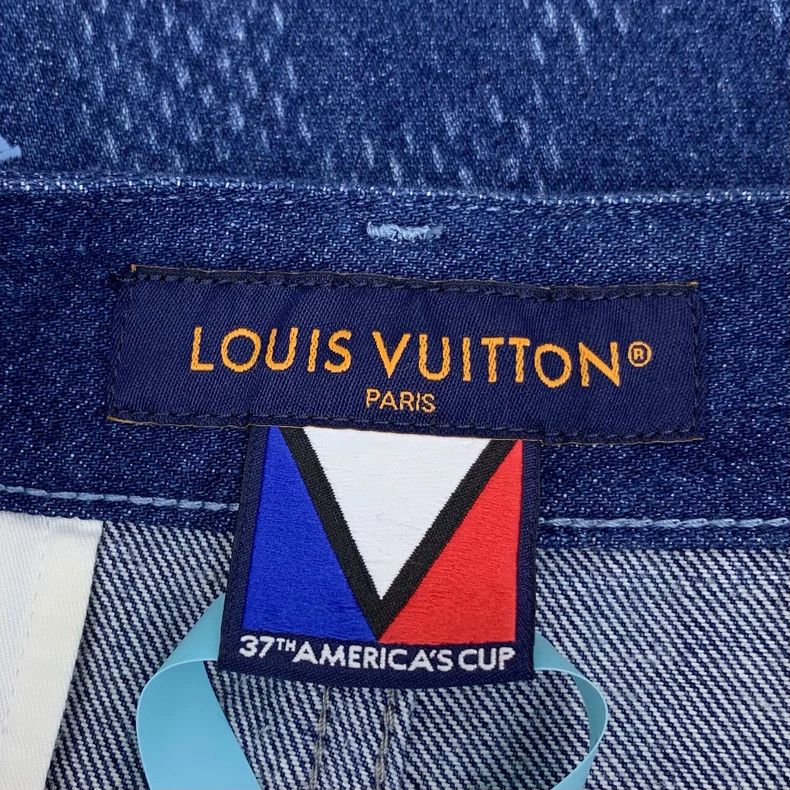 Louis Vuitton Louis Vuitton 24 dark blue checkerboard logo embroidered c Size US 32 / EU 48 - 6 Thumbnail