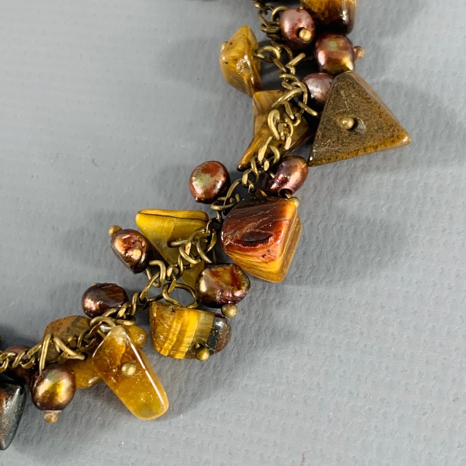 Vintage VINTAGE Brown Copper Gems Charm Bracelet Size ONE SIZE - 2 Thumbnail