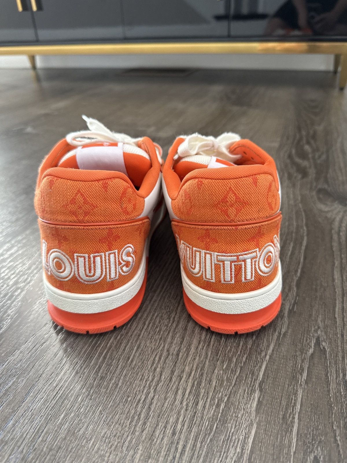 Louis Vuitton LV TRAINER MONOGRAM DENIM ORANGE Size US 9 / EU 42 - 3 Thumbnail