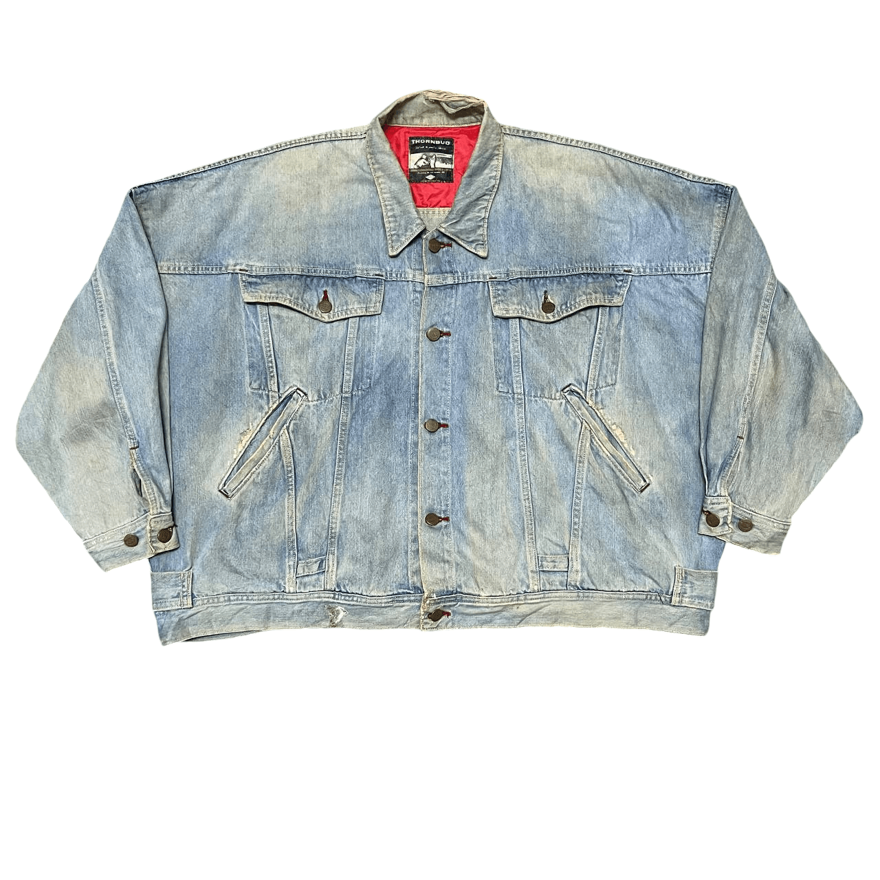 Japanese Brand Vintage Thornbud Pool Club Boxy Distressed Denim Jacket Size US M / EU 48-50 / 2 - 1 Thumbnail