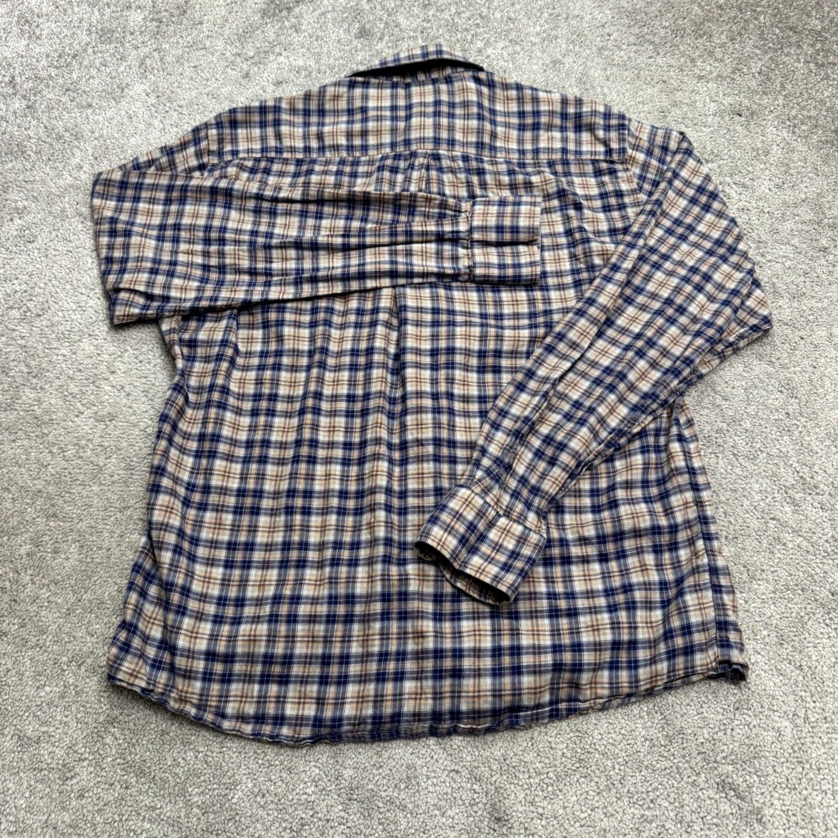 Peter Millar Peter Millar Button-Down Shirt Mens M Navy Brown Plaid Long Sleeve Cotton Multicolor Classic Outdoor Preppy Size US M / EU 48-50 / 2 - 2 Thumbnail