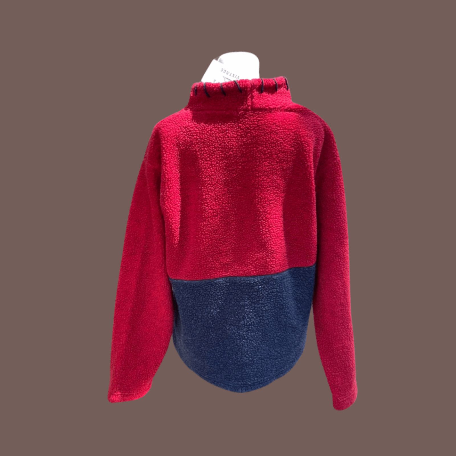 Vintage Retro Flag Fleece | Real Comfort Red Blue Cotton | Americana Size M / US 6-8 / IT 42-44 - 3 Thumbnail