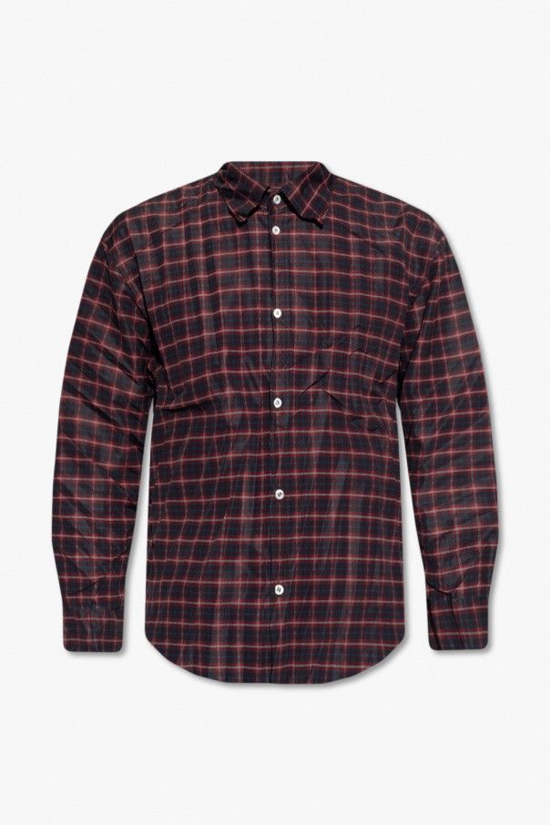 o1mt1gz0524 Pleated Shrunk Shirt in Burgundy