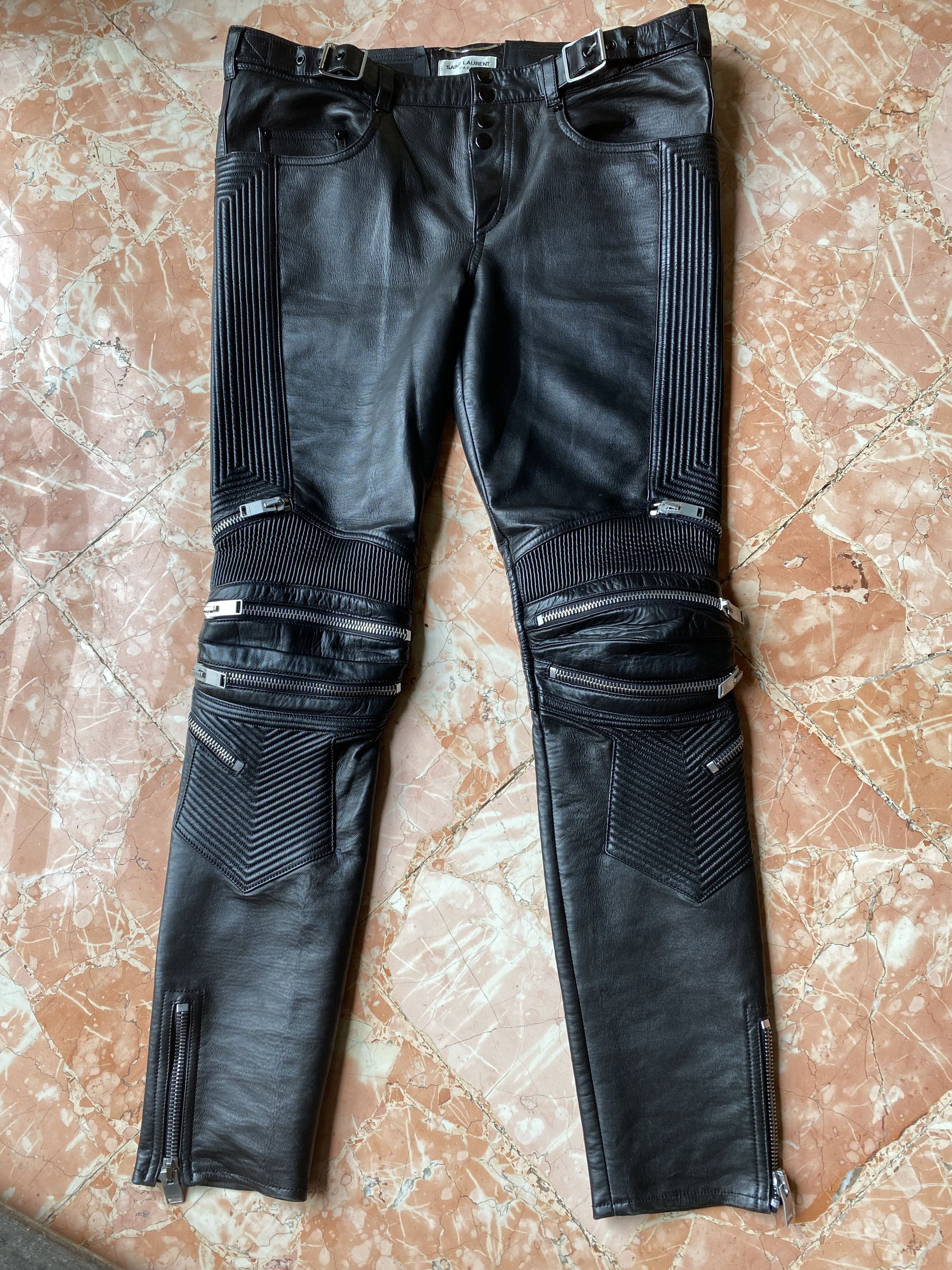 Hedi Slimane Saint Laurent Paris Saint Laurent FW13 Full Leather Motard Biker Pants Grailed