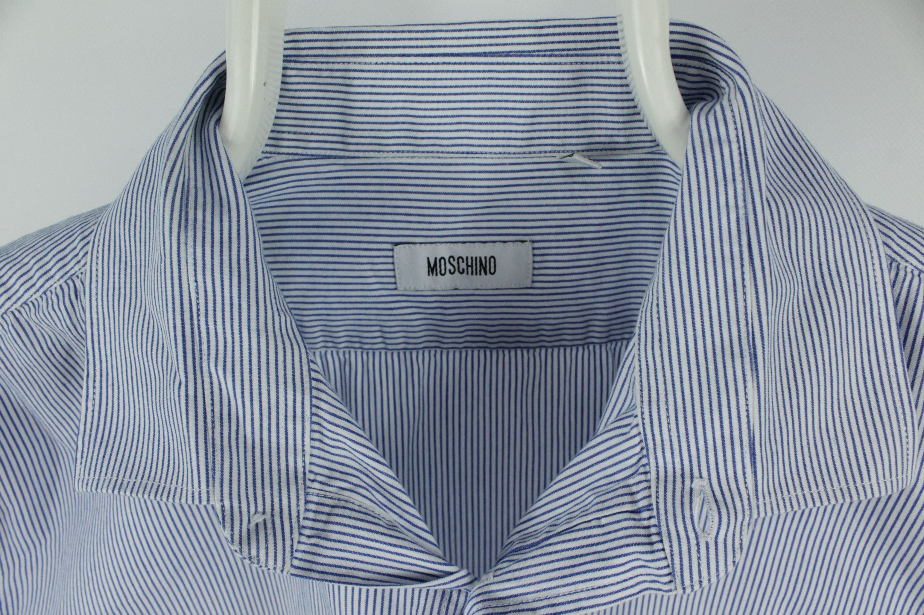 Moschino Moschino X1B Embroidered Heart Striped Formal Men's Shirt Size US L / EU 52-54 / 3 - 3 Thumbnail